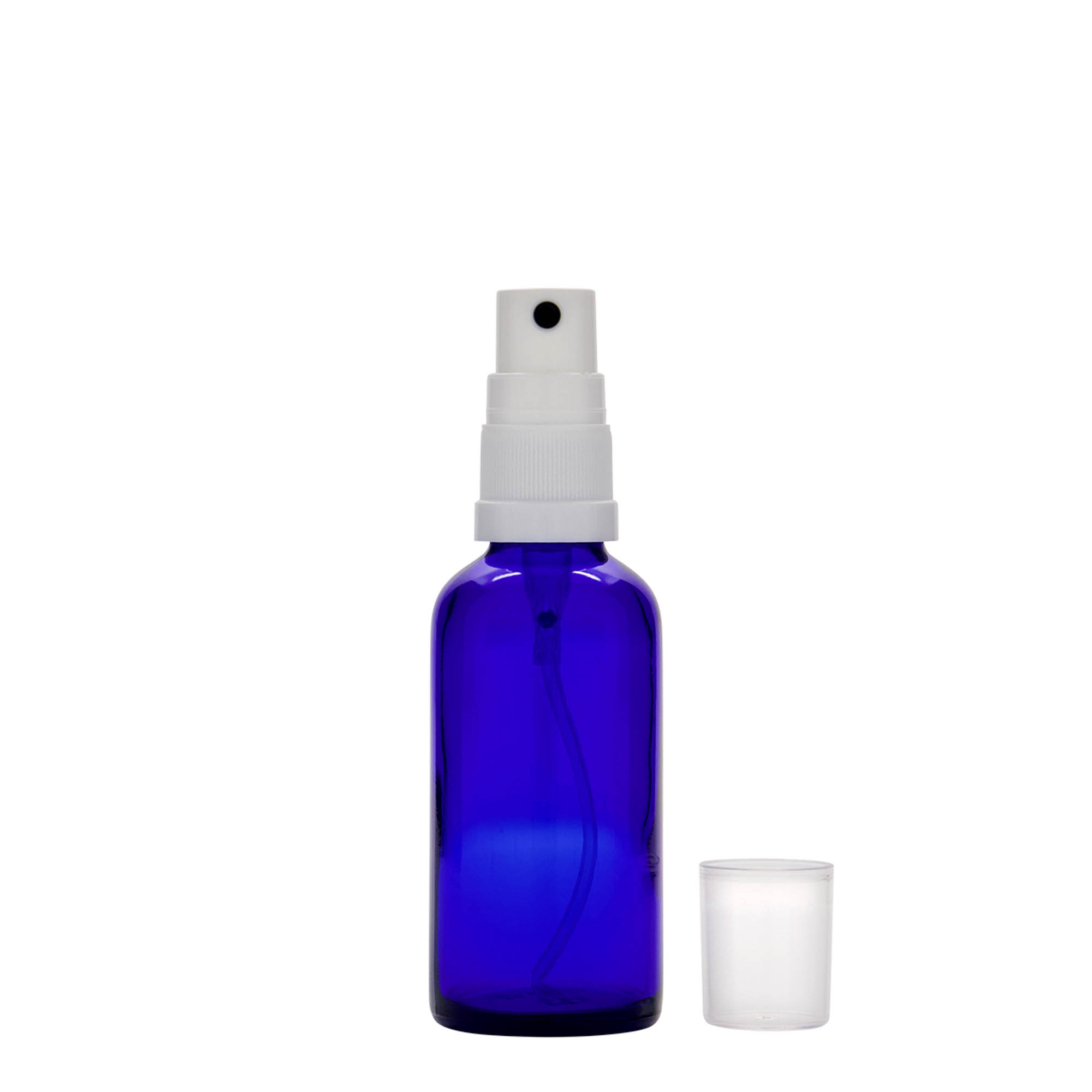 50 ml sprayflaske medisin, glass, kongeblå, åpning: DIN 18