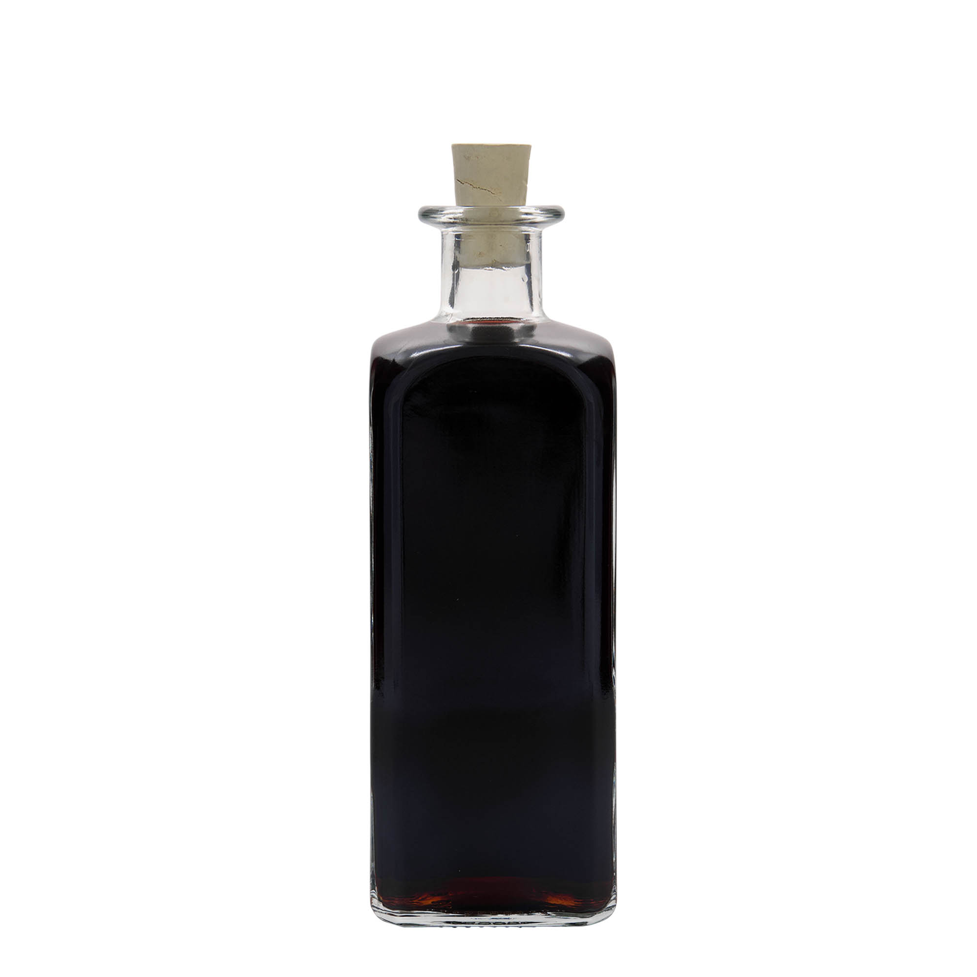 500 ml glassflaske Apotek Carré, firkantet, åpning: kork