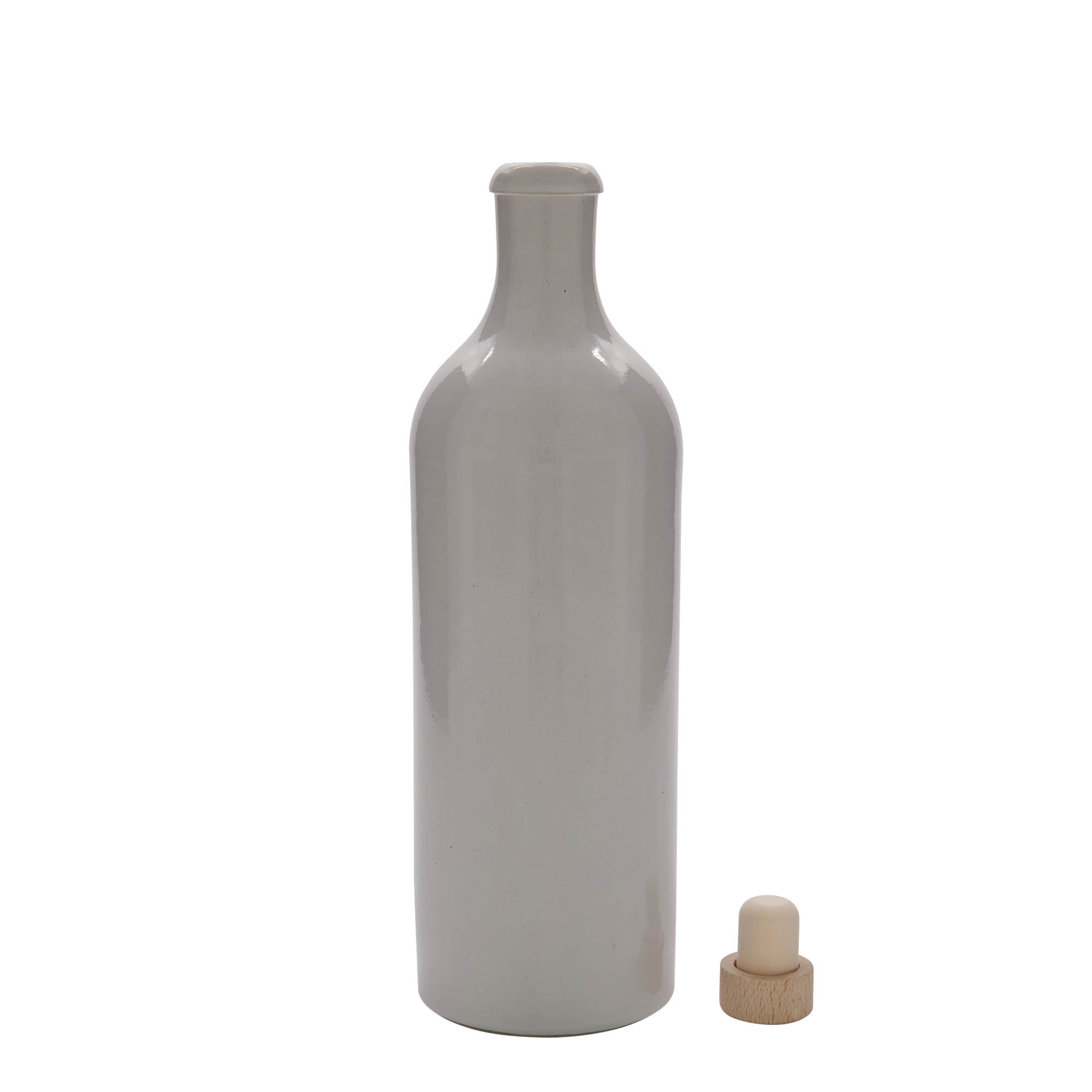 750 ml tonkrukke, steingods, hvit, åpning: kork 750 ml tonkrukke, steingods, hvit, åpning: kork