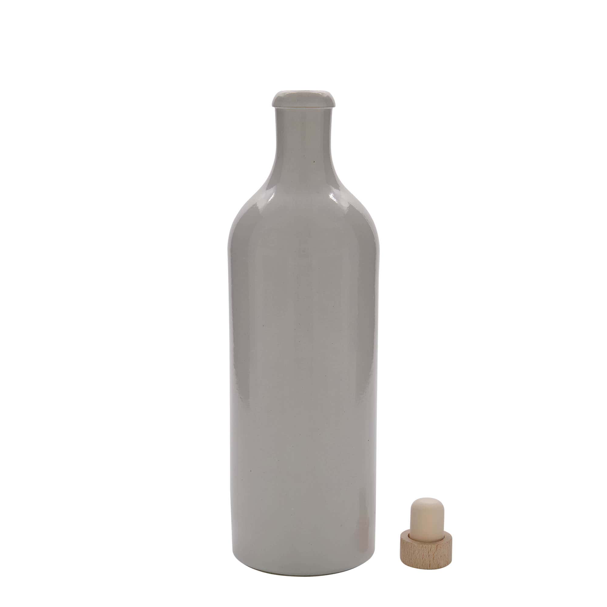 750 ml tonkrukke, steingods, hvit, åpning: kork