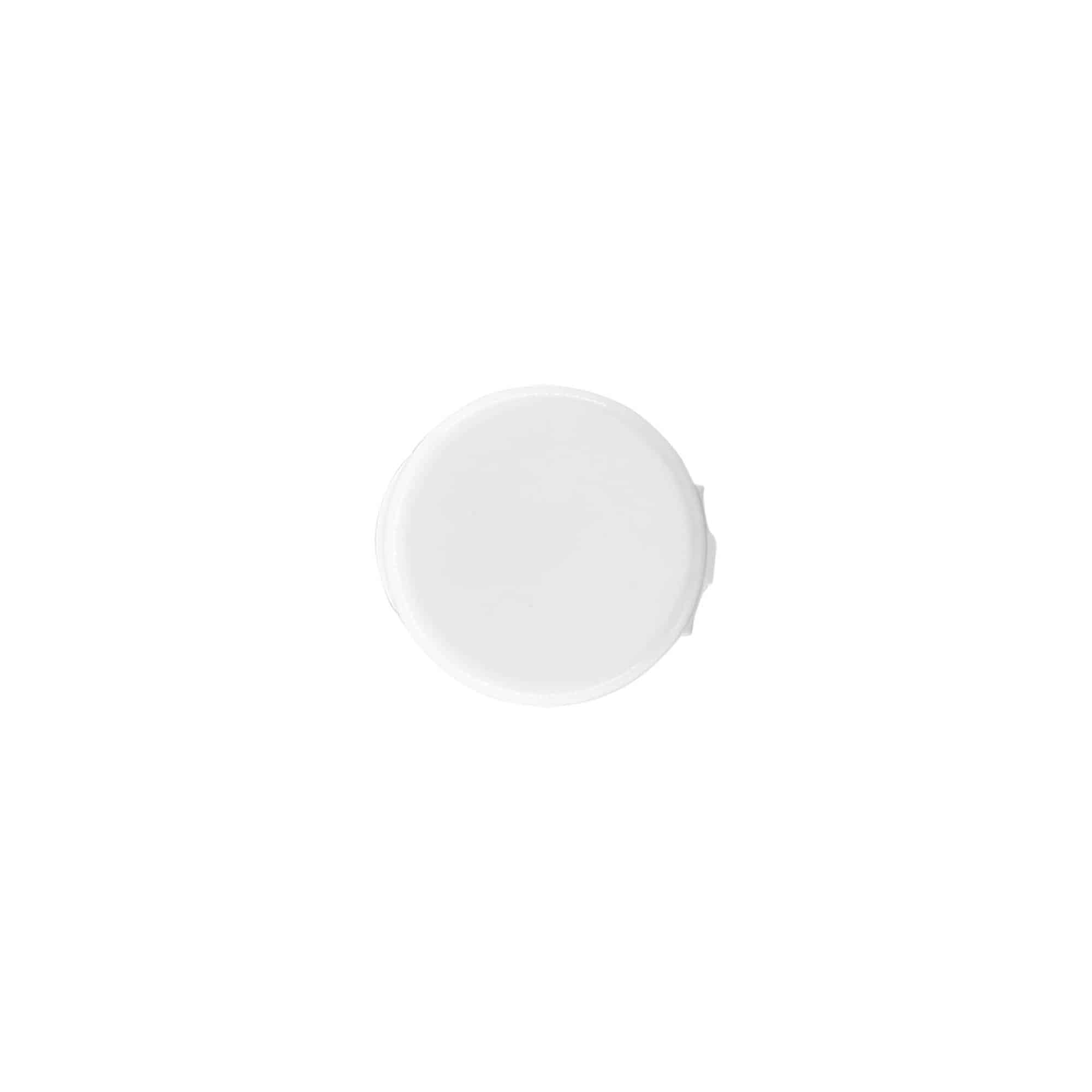 Skrulokk med hengsel, hvit PP-plast, for åpning: 24/410