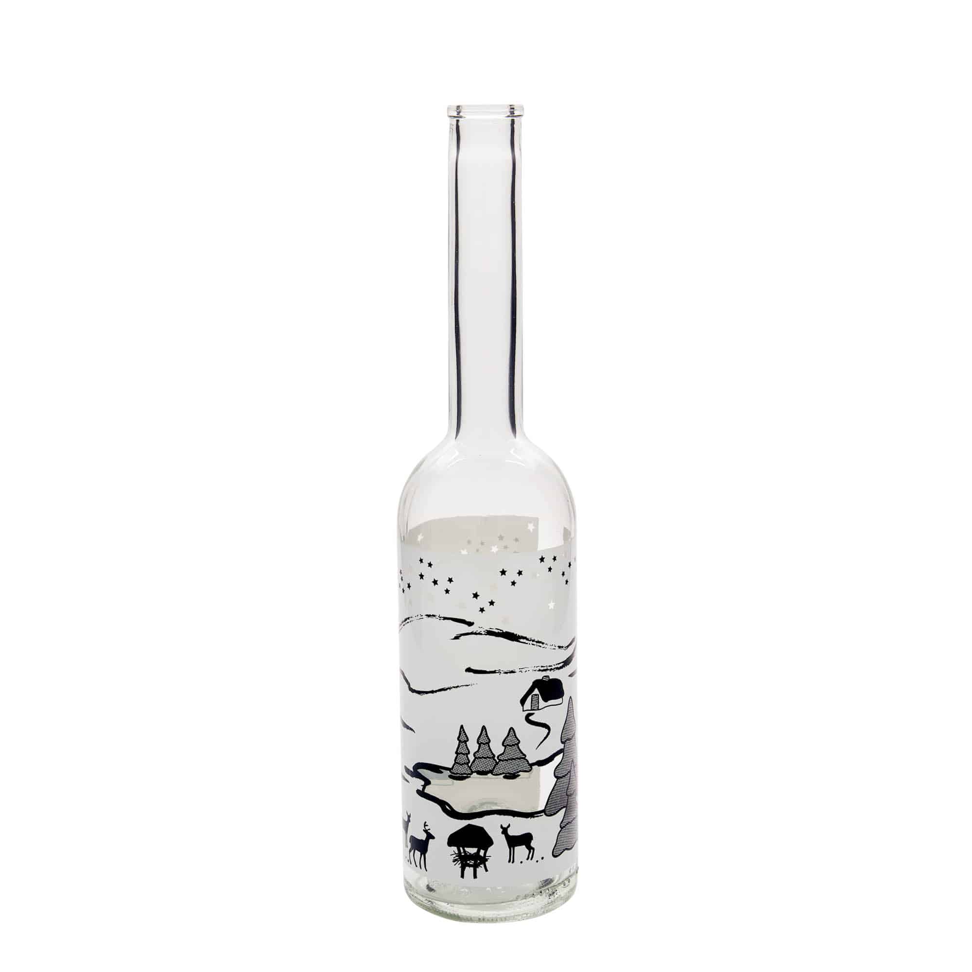 500 ml glassflaske 'Opera', motiv: Wintertraum-Bianco, munnstykke: kork 500 ml glassflaske 'Opera', motiv: Wintertraum-Bianco, munnstykke: kork