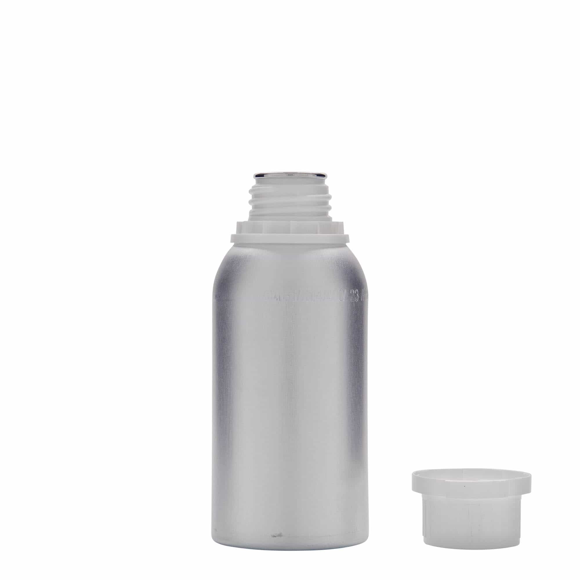 275 ml aluminiumsflaske, metall, sølv, åpning: DIN 32