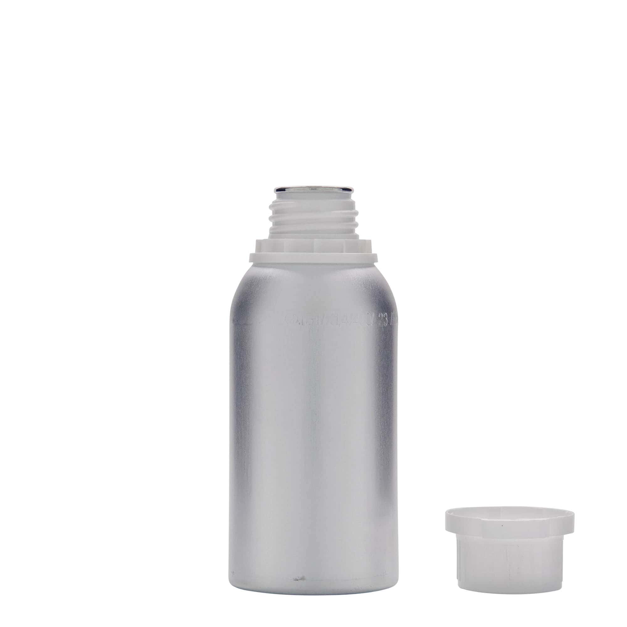 275 ml aluminiumsflaske, metall, sølv, åpning: DIN 32