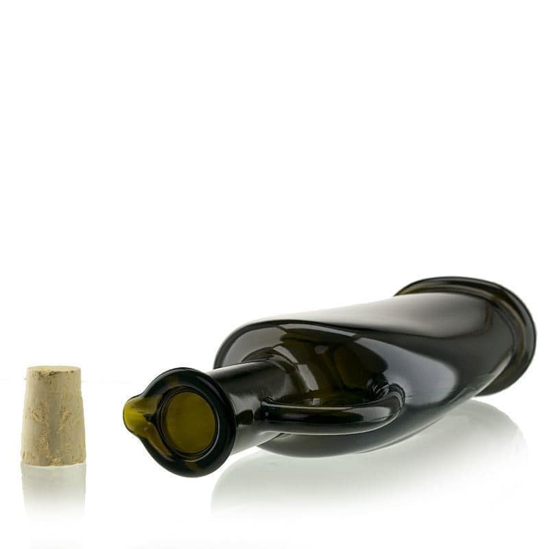 500 ml glassflaske "Eleganta", oval, antikkgrønn, åpning: Kork