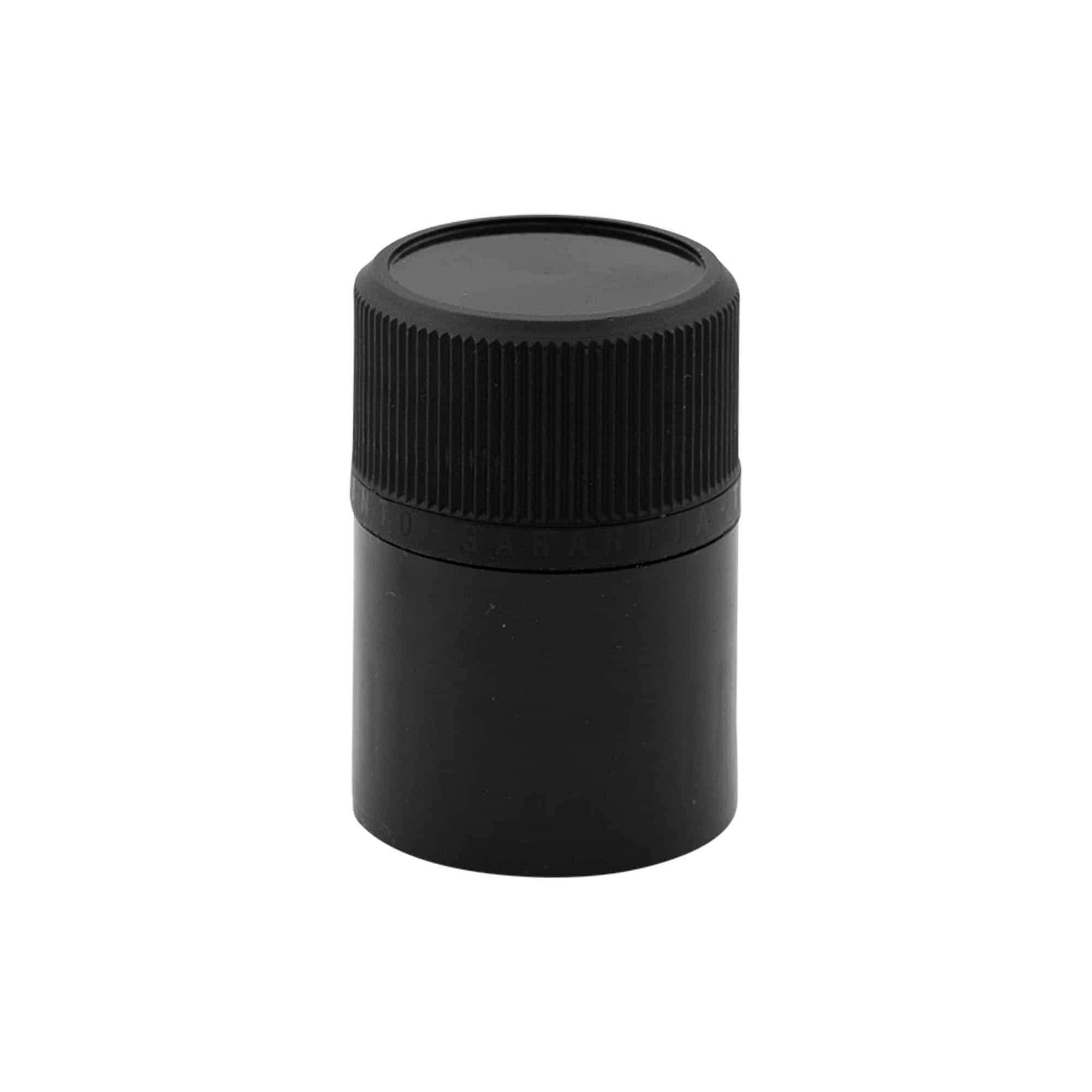 DOP-originalitets-lokk med flaskeheller, PE-plast, svart