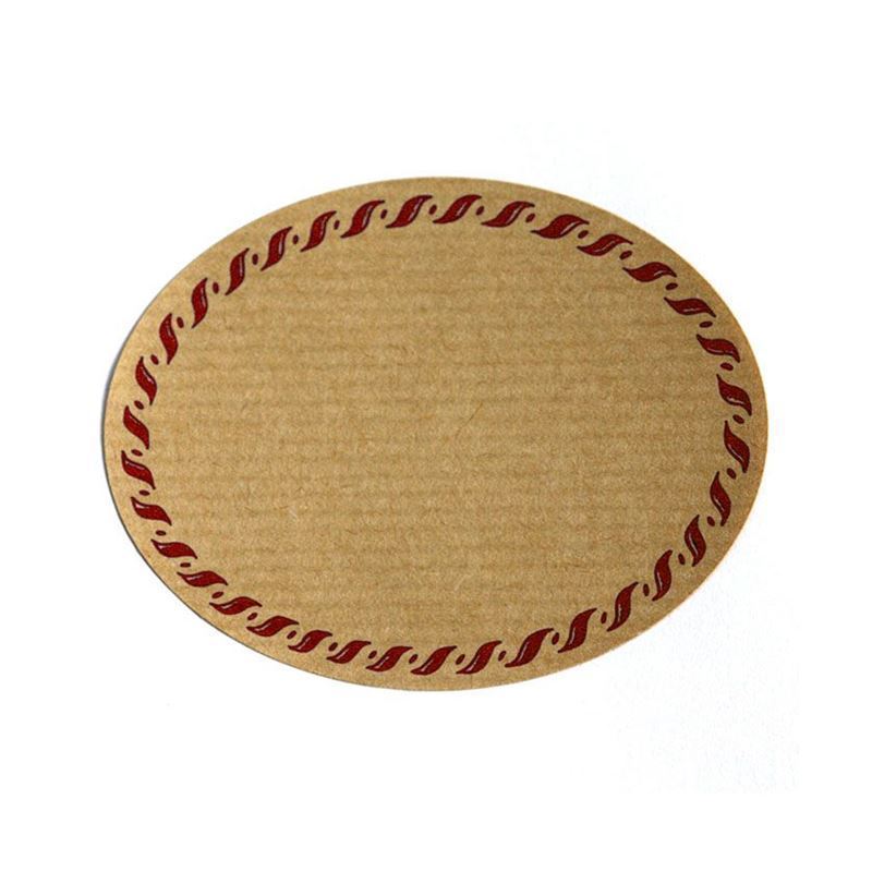 Naturetikett "trådkant", oval, papir, rød-brun Naturetikett "trådkant", oval, papir, rød-brun
