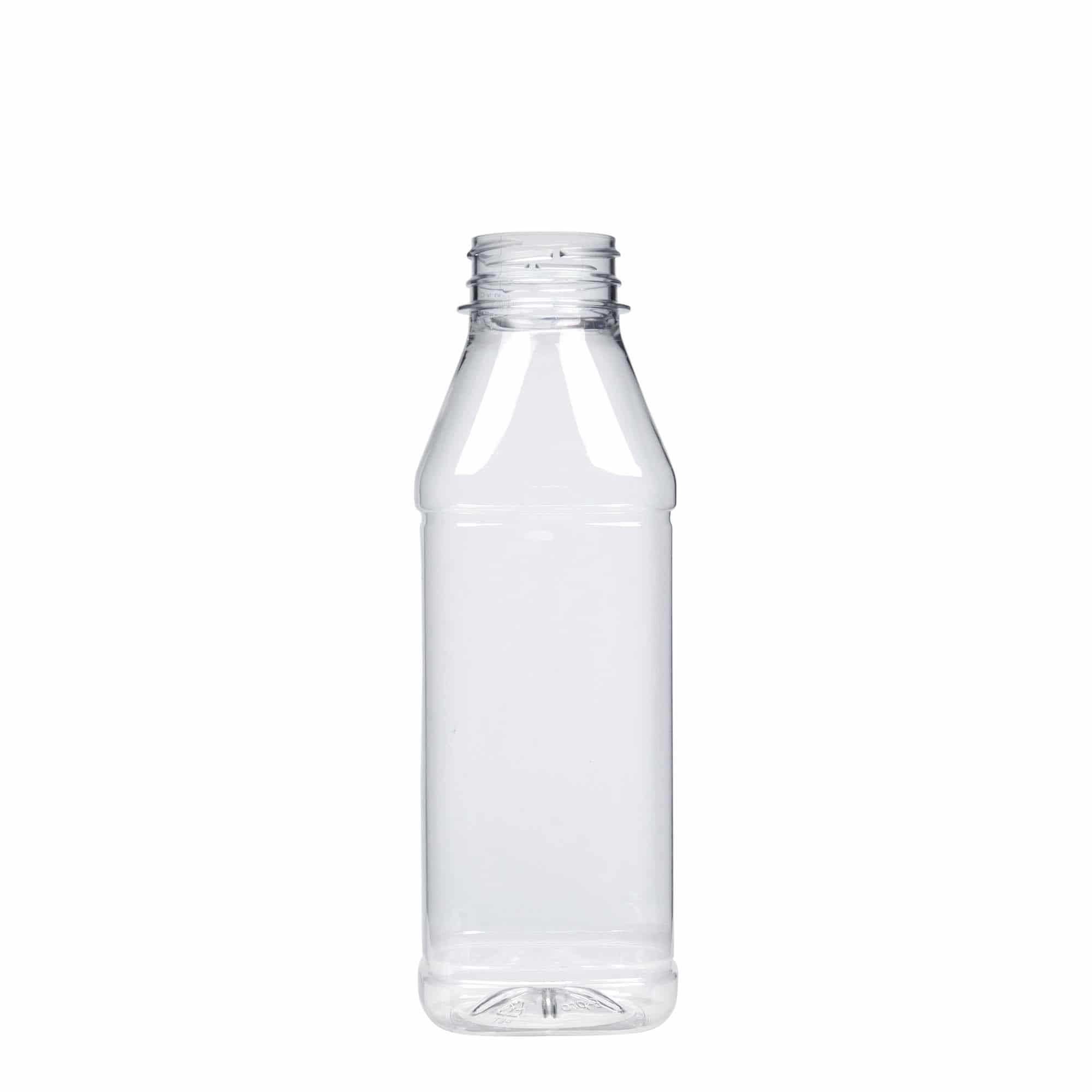 500 ml PET-flaske "Milk and Juice Carré", kvadratisk, plast, åpning: 38 mm