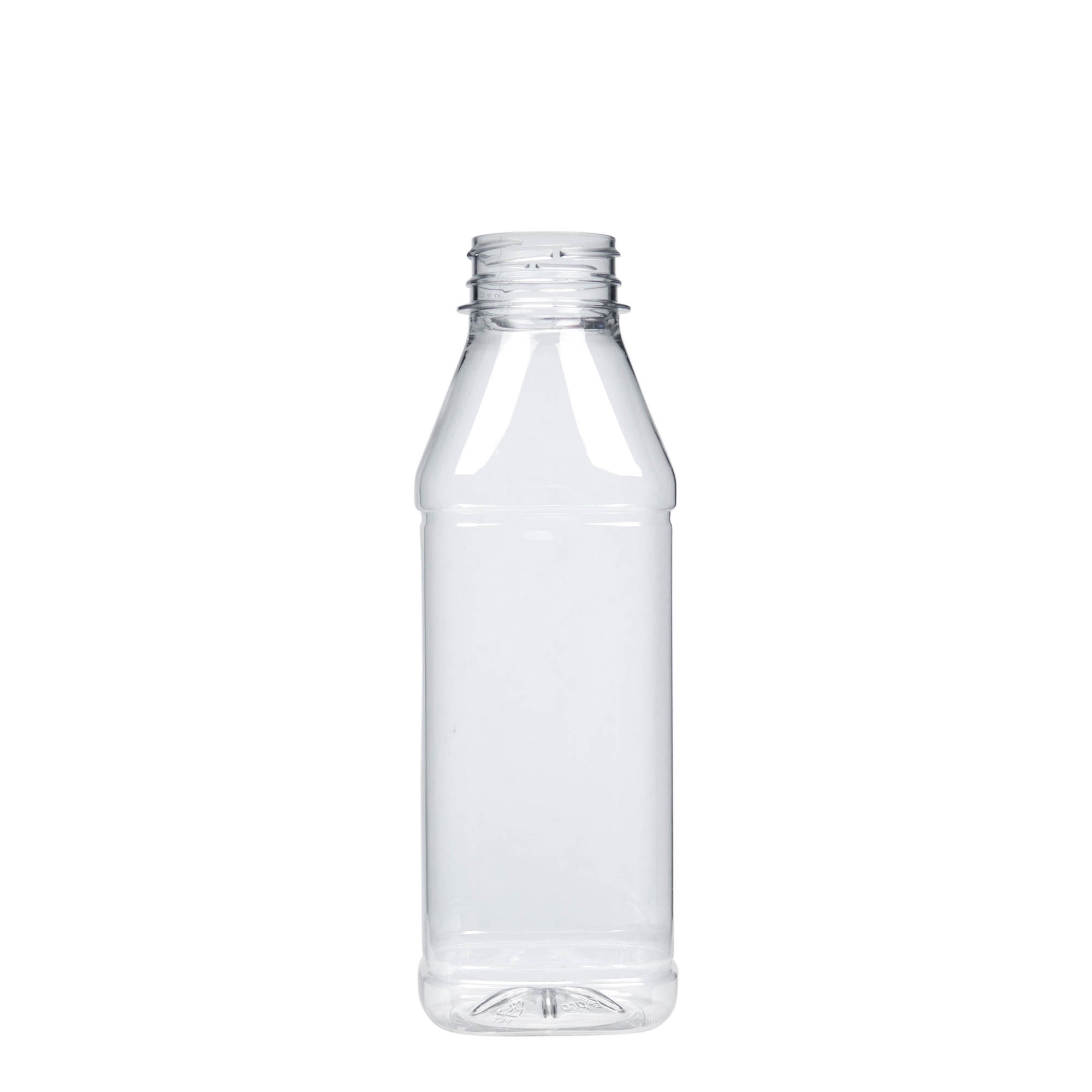 500 ml PET-flaske 'Milk and Juice Carré', firkantet, plast, åpning: 38 mm 500 ml PET-flaske 'Milk and Juice Carré', firkantet, plast, åpning: 38 mm