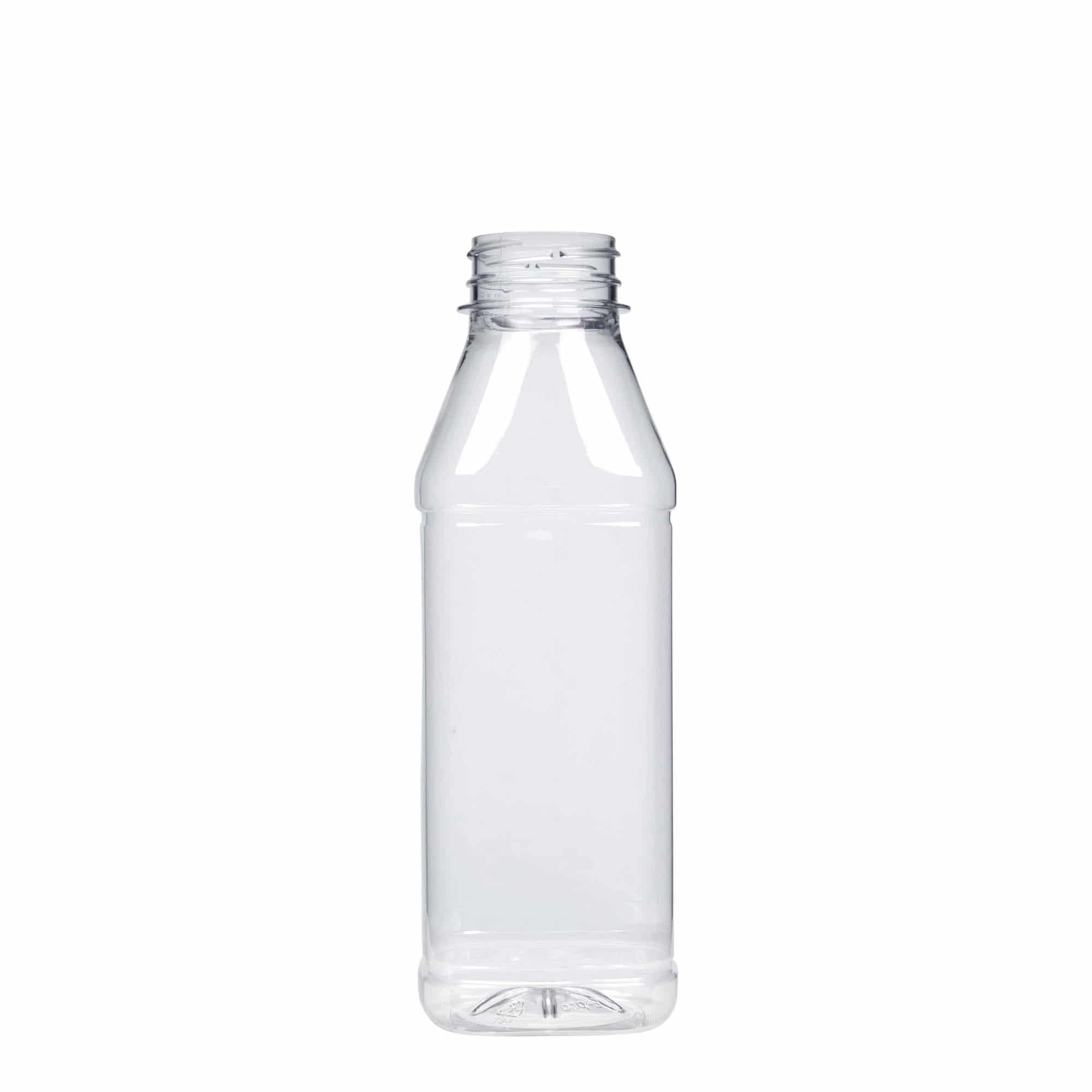 500 ml PET-flaske 'Milk and Juice Carré', firkantet, plast, åpning: 38 mm