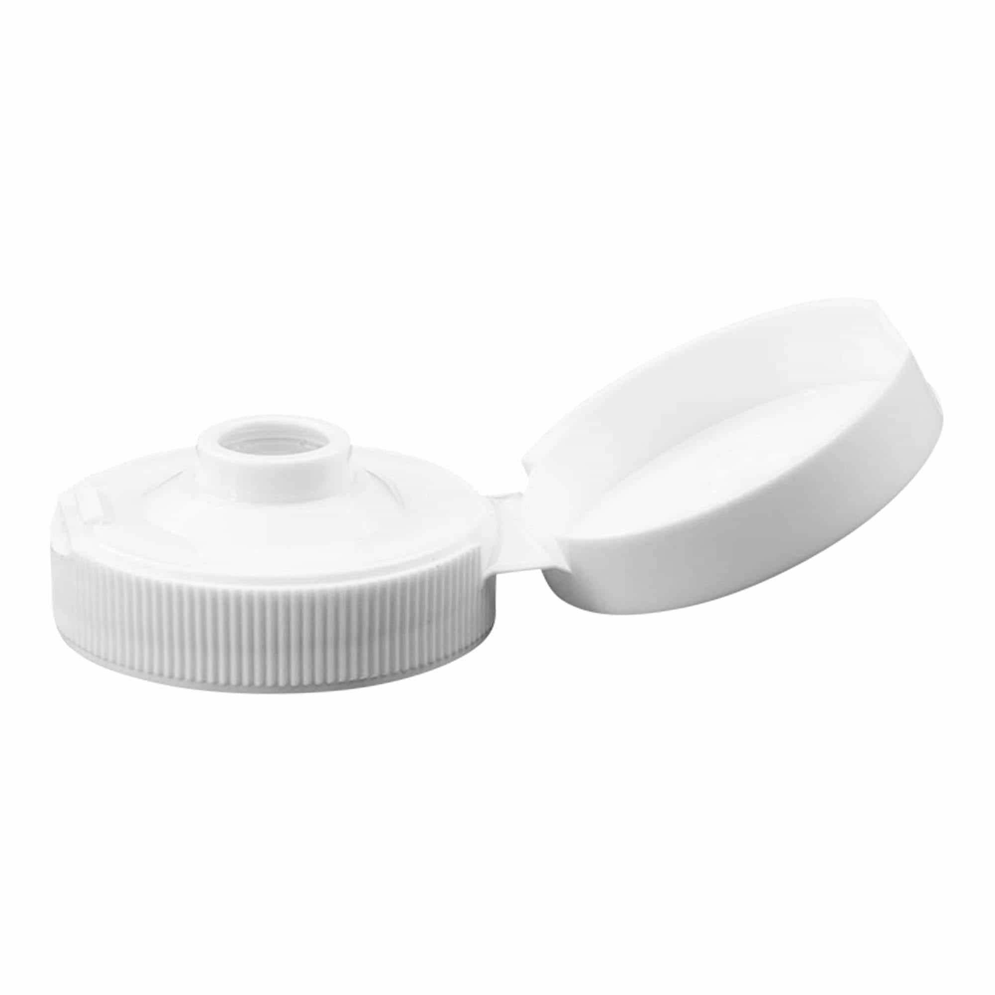Skrulokk med hengsel, PP-plast, hvit, for åpning: GPI 38/400