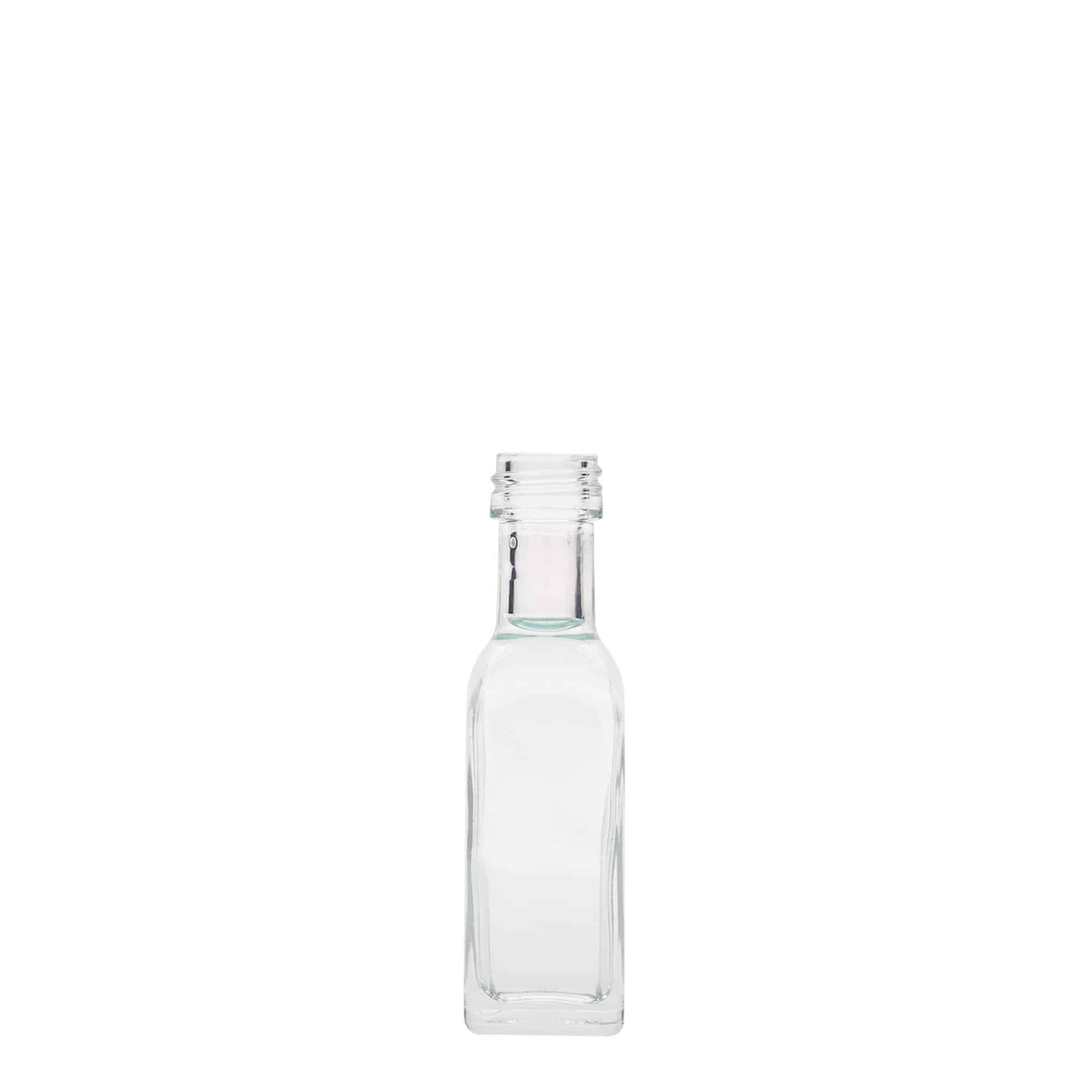 20 ml glassflaske "Marasca", kvadratisk, åpning: PP 18