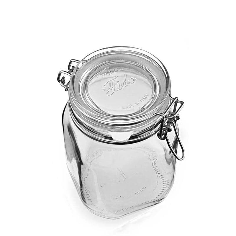 1000 ml bøyleglass "Fido", kvadratisk, åpning: Bøylelokk