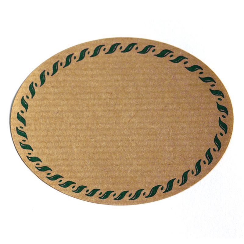 Stor naturetikett "trådkant", oval, papir, grønn-brun Stor naturetikett "trådkant", oval, papir, grønn-brun