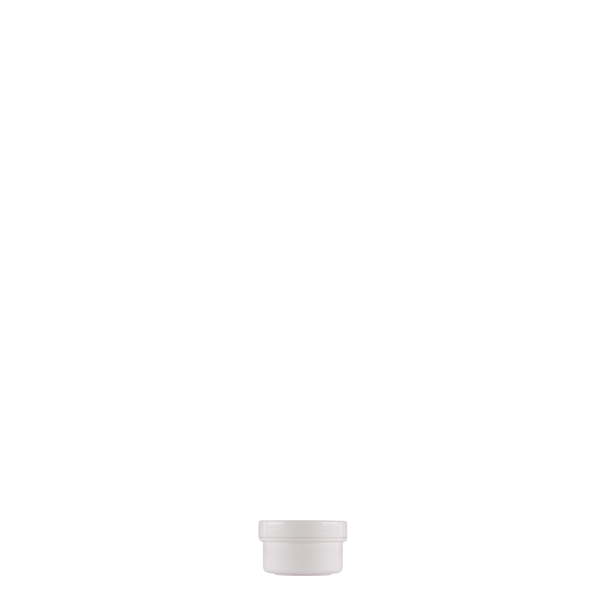 6 ml plastbeholder 'White Line', PP, hvit, åpning: skrukork 6 ml plastbeholder 'White Line', PP, hvit, åpning: skrukork