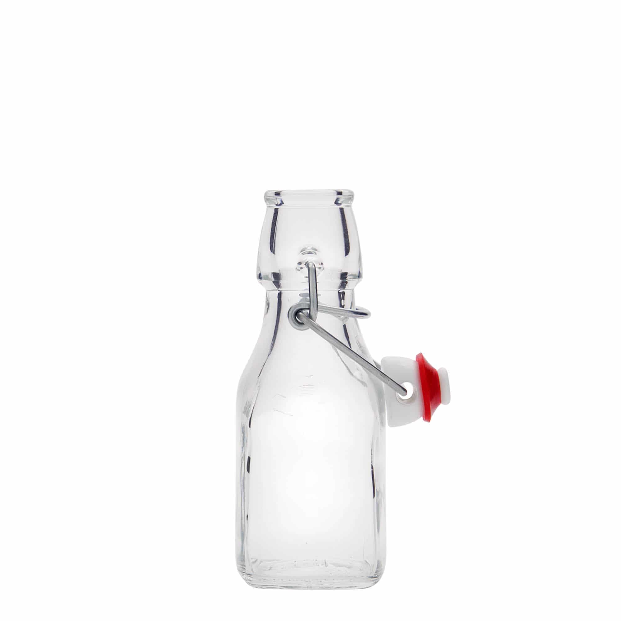 125 ml glassflaske 'Swing', firkantet, åpning: hengslet lukking