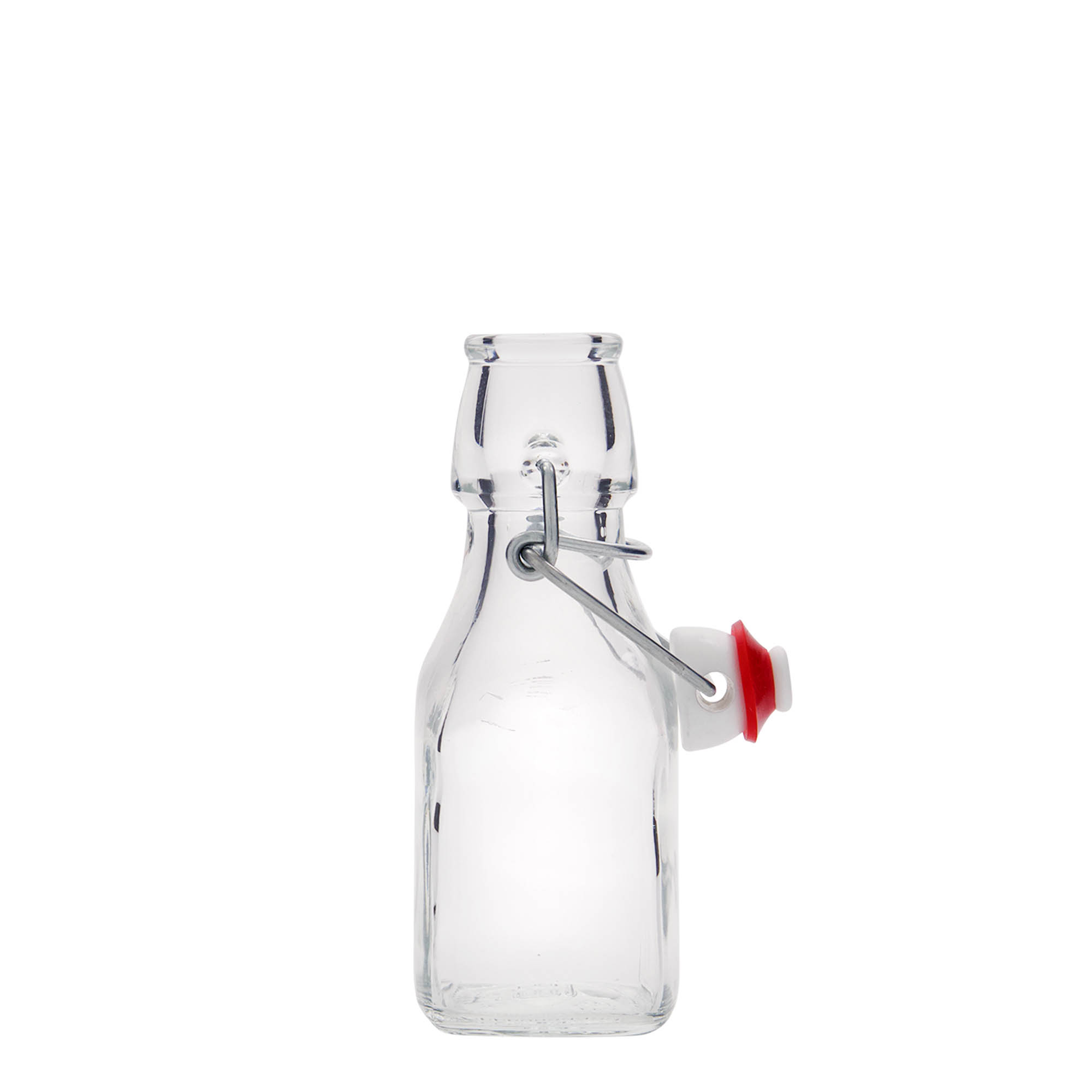 125 ml glassflaske 'Swing', firkantet, åpning: hengslet lukking