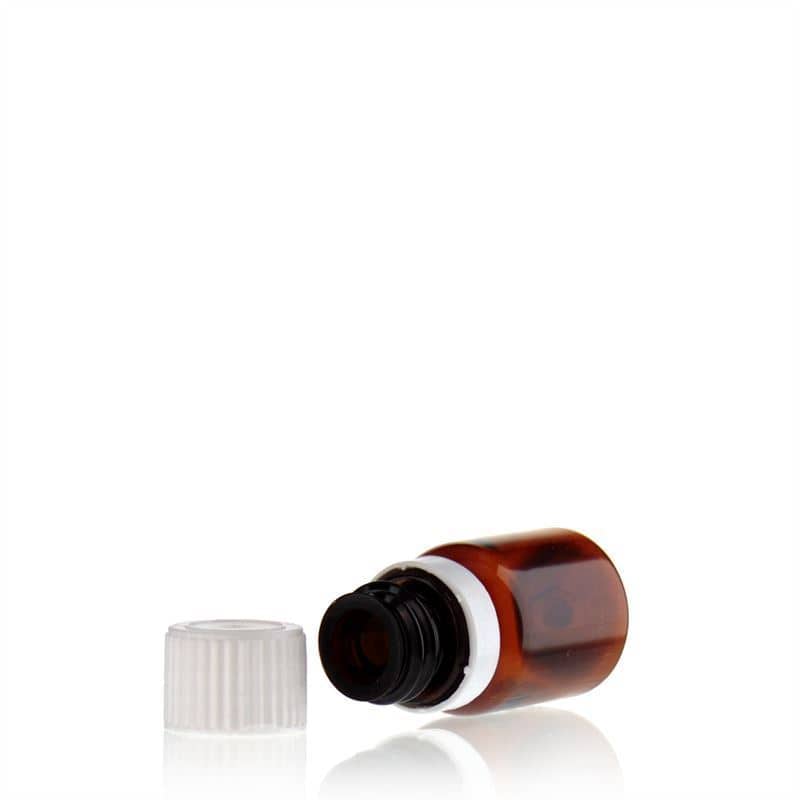 10 ml PET-medisinflaske "Easy Living", brun, plast, åpning: DIN 18