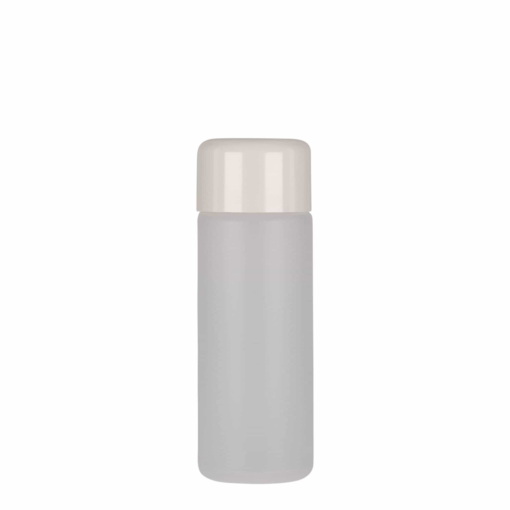 100 ml rundflaske, PE-plast, natur, åpning: Skrulokk