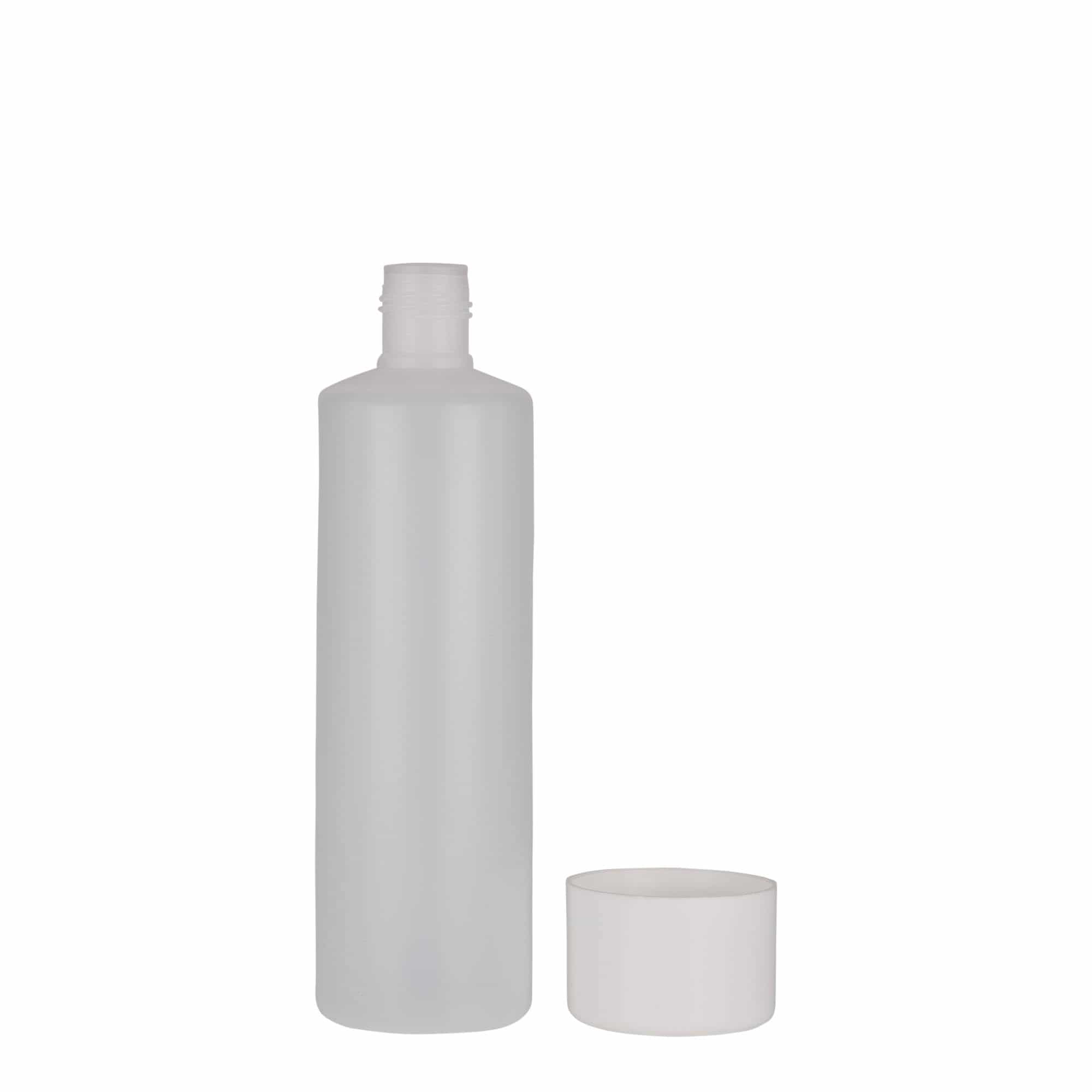 250 ml rundflaske, PE-plast, natur, åpning: Skrulokk