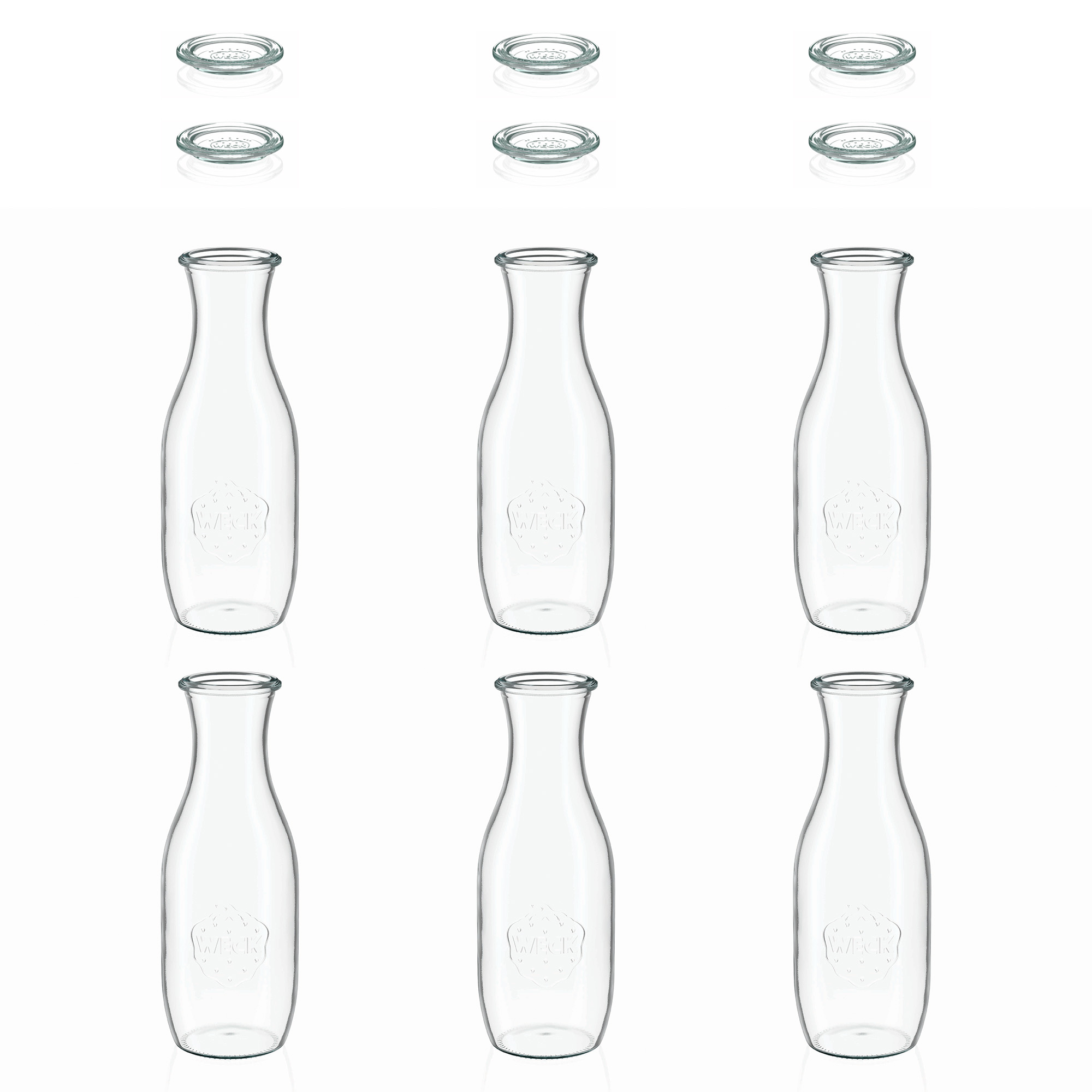 6x 1000 ml WECK-saftflaske med glasslokk RR 60