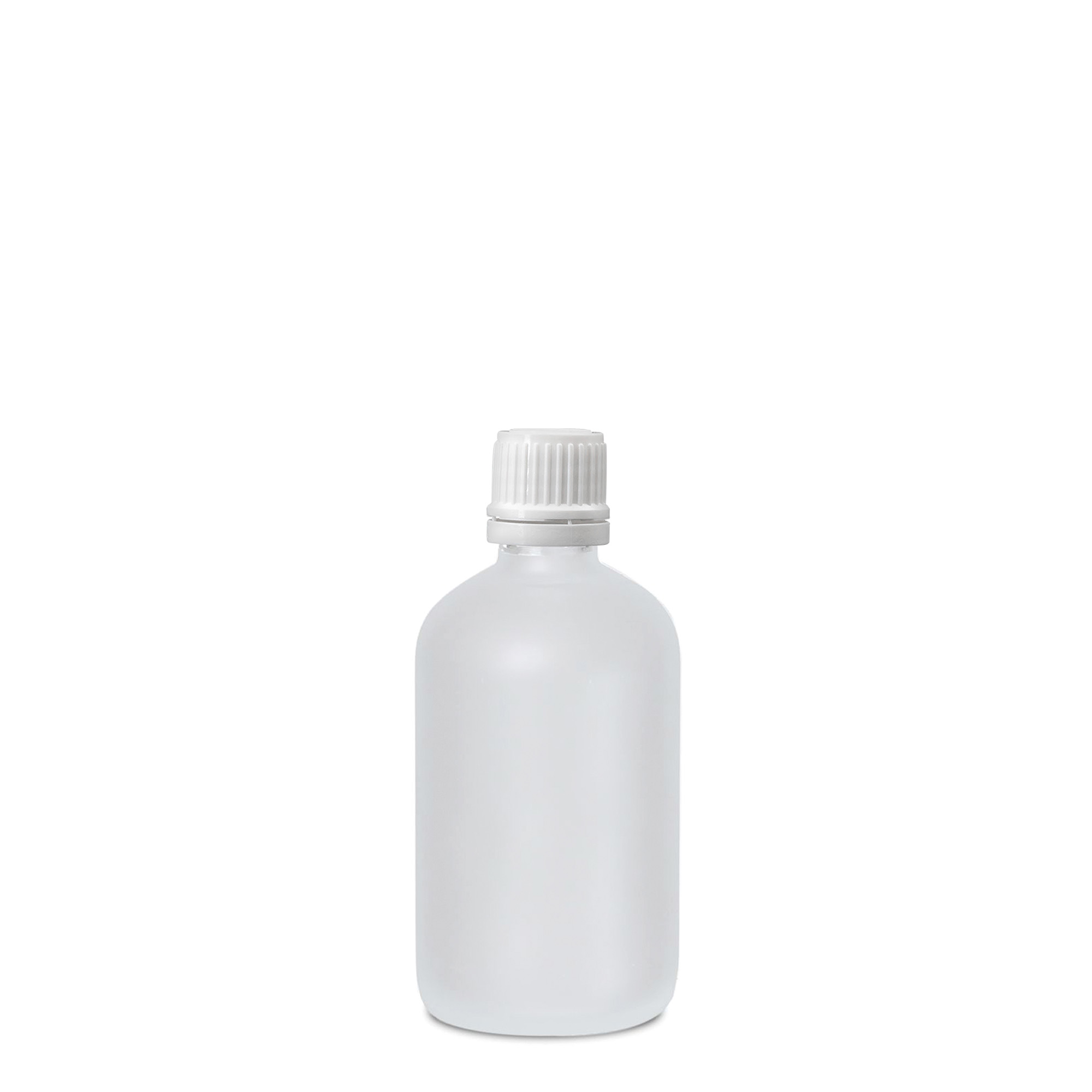 100 ml medisinsk flaske, glass, frostet, åpning: DIN 18