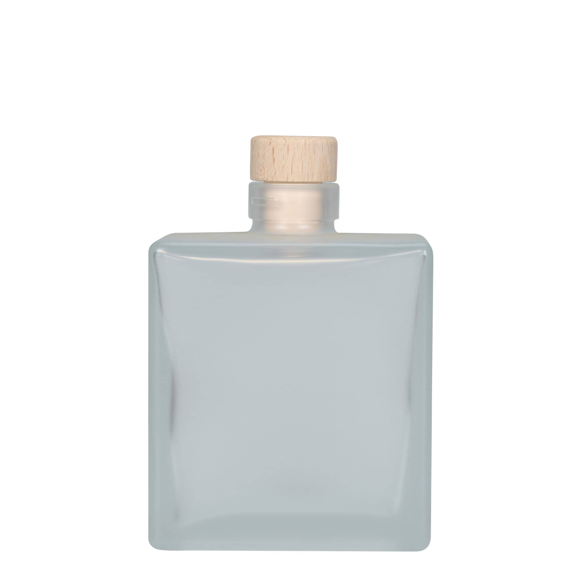 500 ml glassflaske 'Cube', firkantet, frostet, åpning: kork