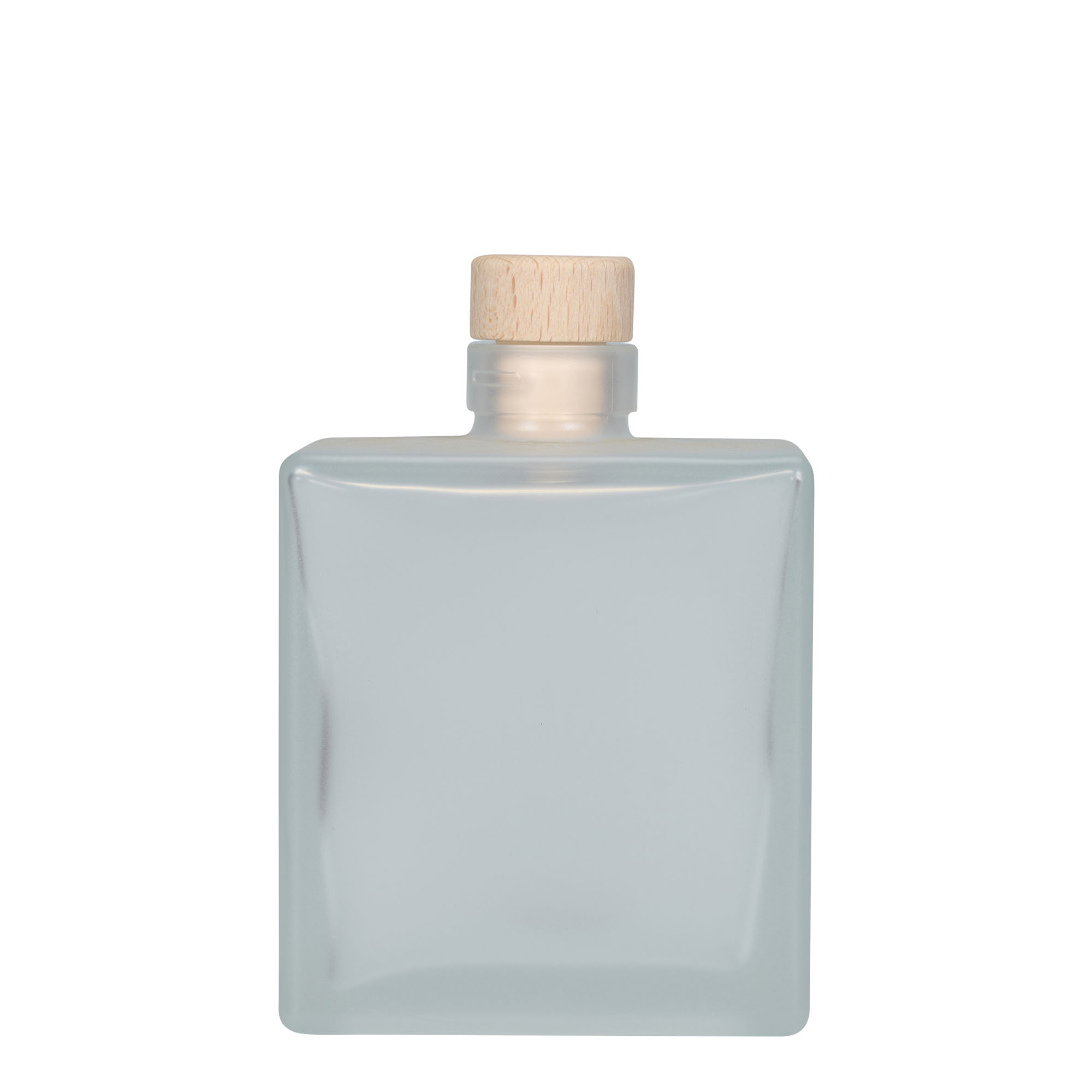 500 ml glassflaske 'Cube', firkantet, frostet, åpning: kork