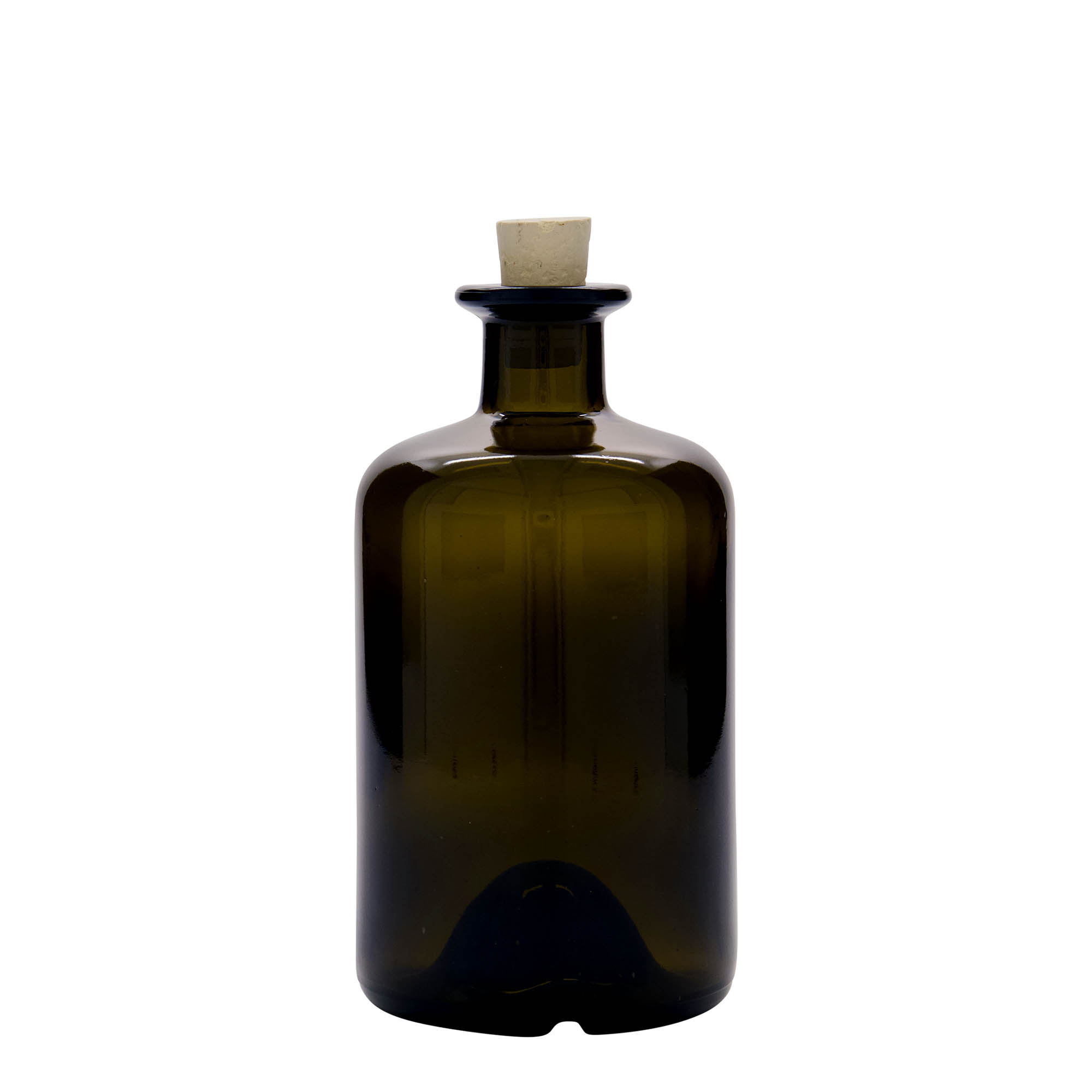 500 ml glassflaske apotek, antikkgrønn, åpning: kork