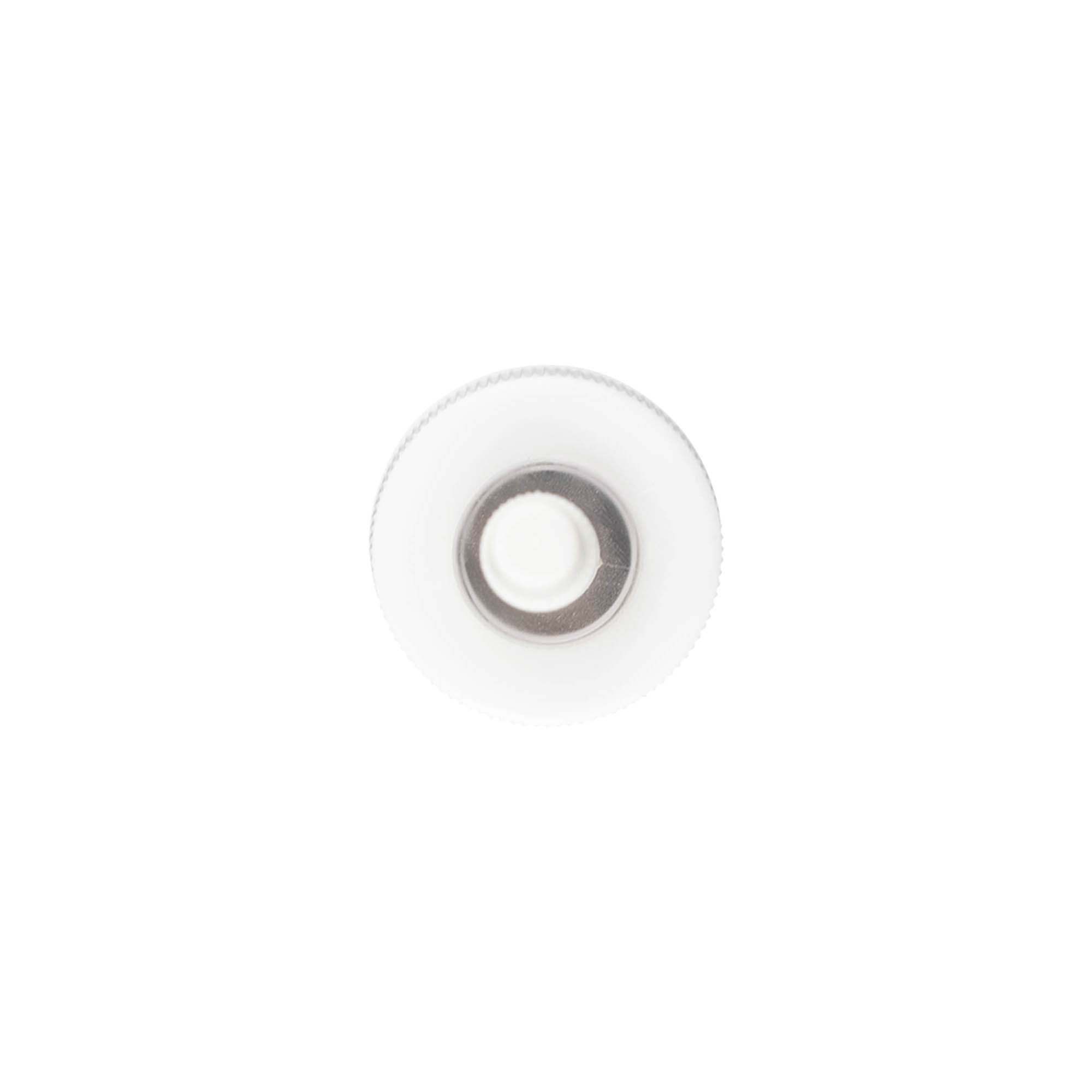 Skrulokk med applikator, PP-plast, hvit, for åpning: 24/410