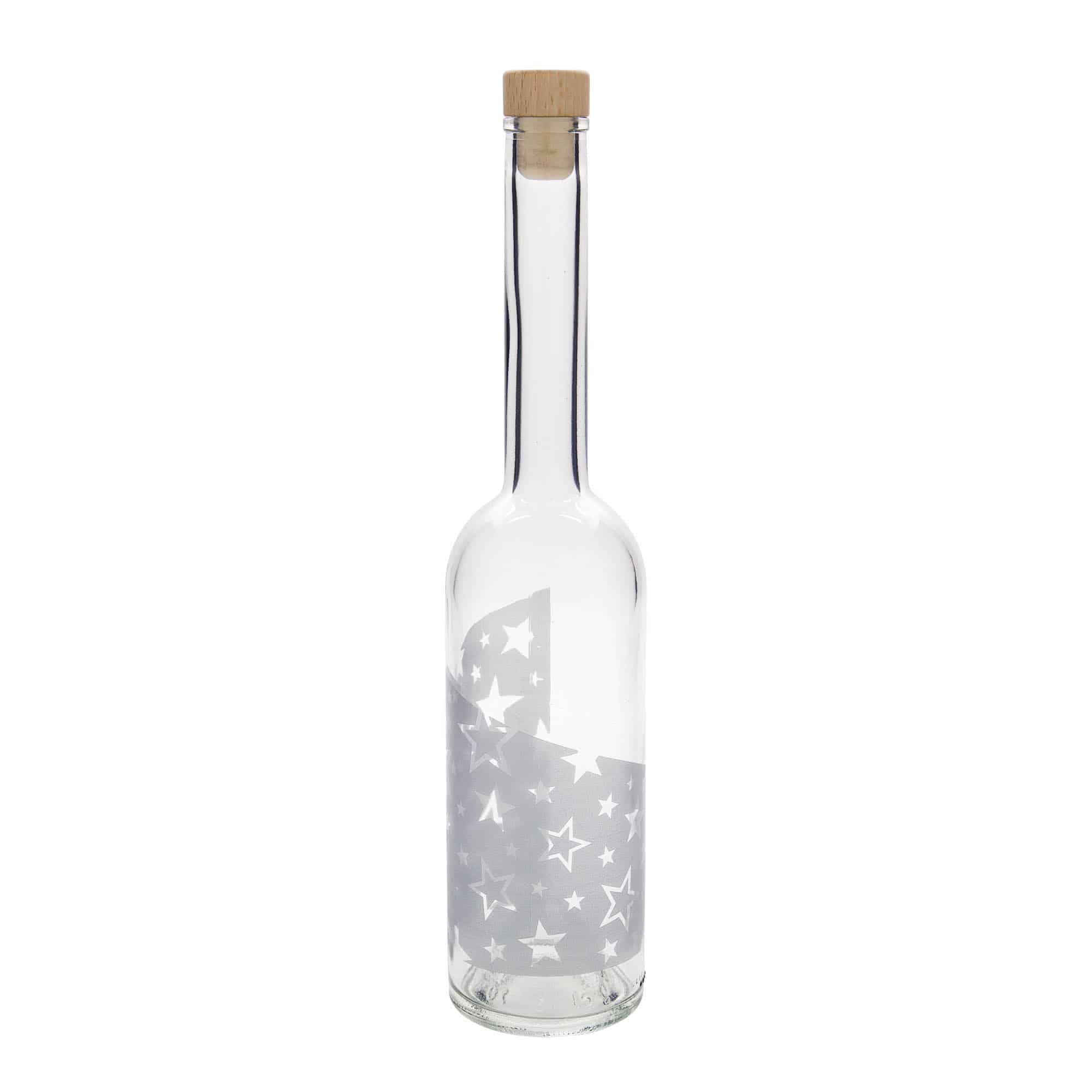500 ml glassflaske "Opera", motiv: Sølvstjerne, åpning: Kork