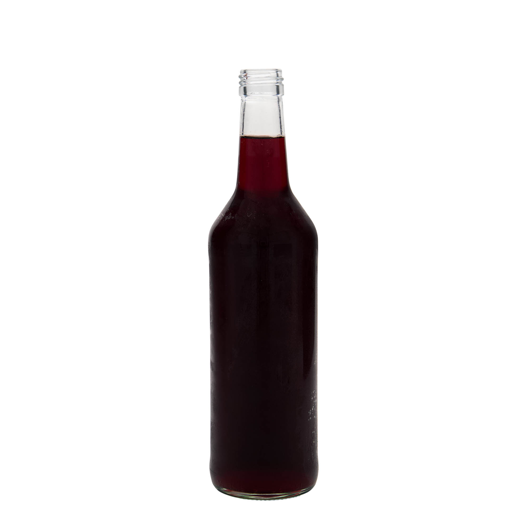 500 ml glassflaske med rett hals, åpning: PP 28