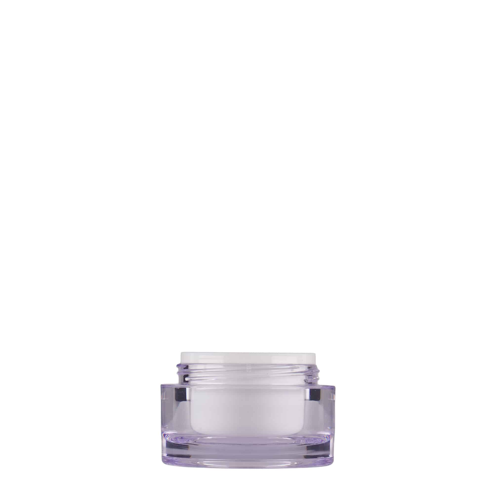10 ml krukke, SAN-plast, hvit, åpning: Skrulokk 10 ml krukke, SAN-plast, hvit, åpning: Skrulokk