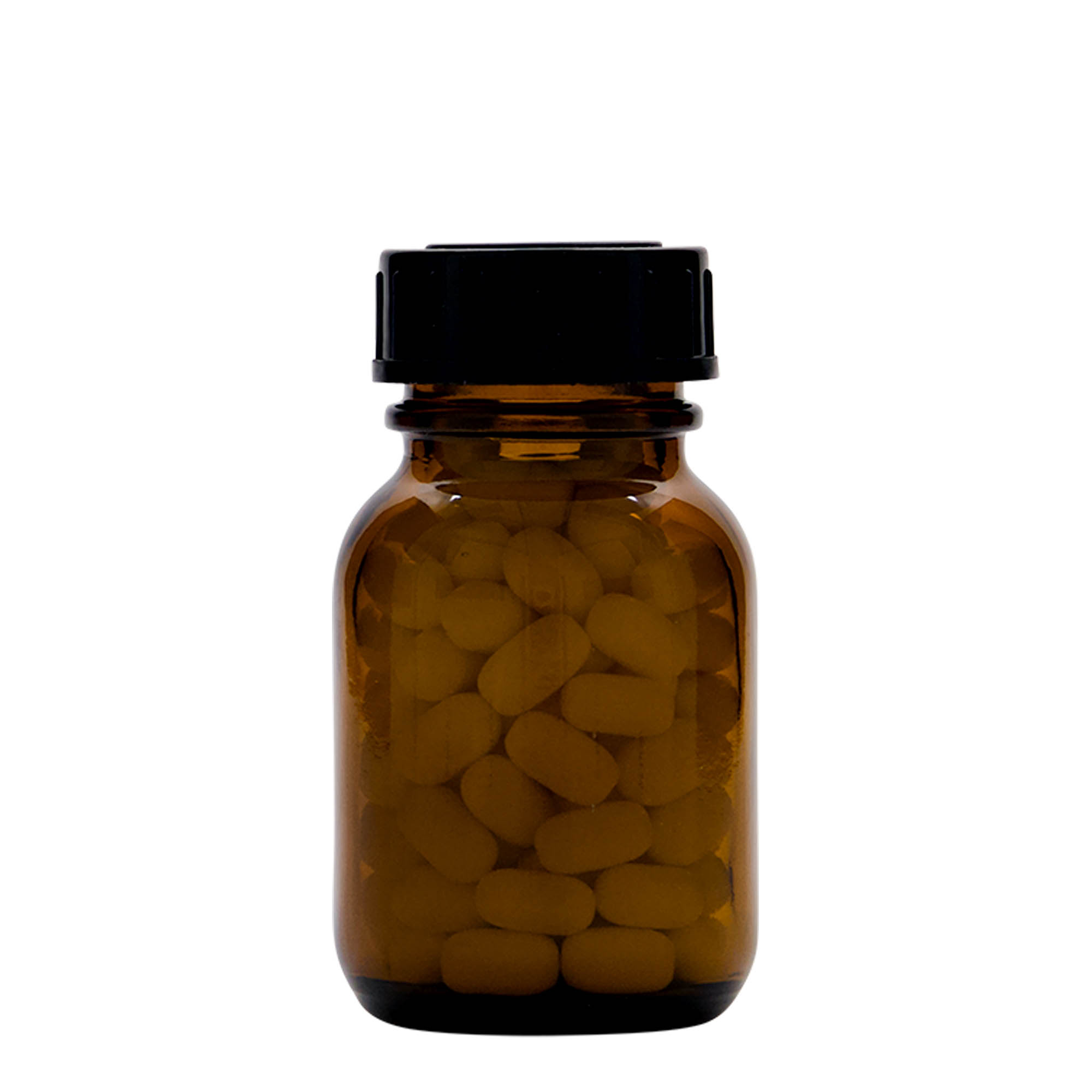 50 ml bredhalsglass, brunt, åpning: DIN 32