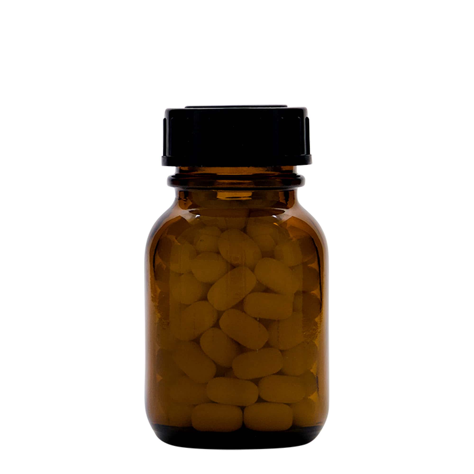 50 ml bredhalsglass, brunt, åpning: DIN 32