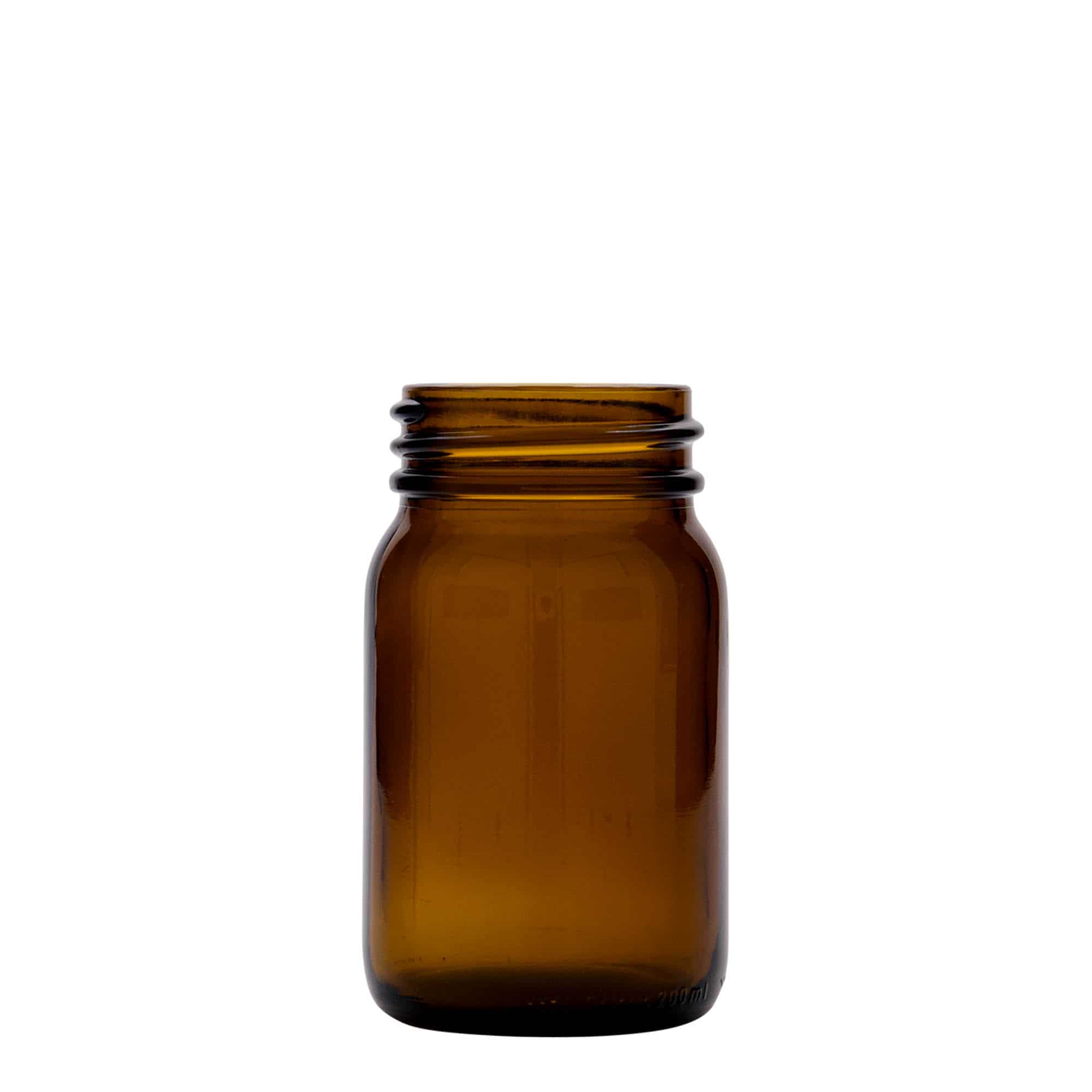 200 ml vidhalset glass, brun, åpning: DIN 55
