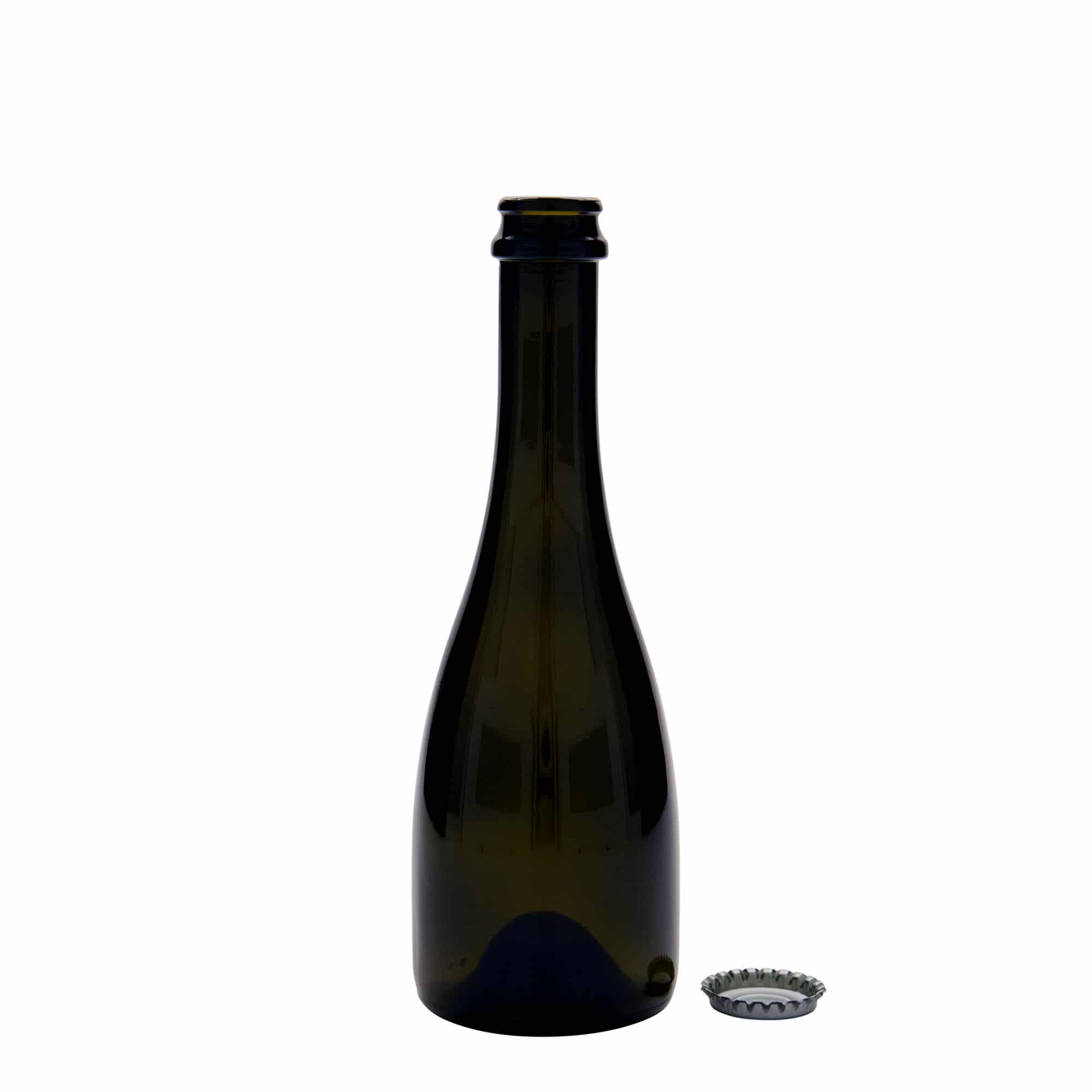 330 ml øl-/champagneflaske "Tosca", glass, antikkgrønn, åpning: Kronlokk