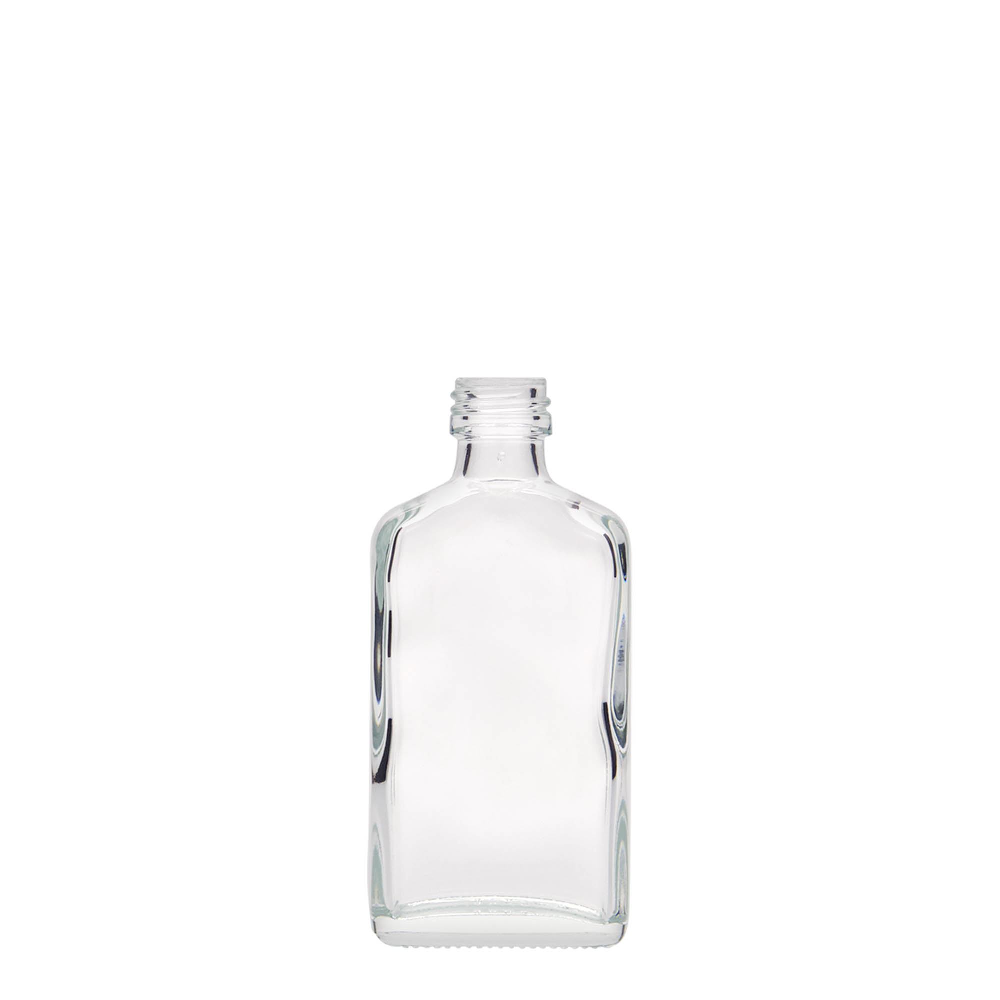 50 ml lommeflaske, rektangulær, glass, åpning: PP 18 50 ml lommeflaske, rektangulær, glass, åpning: PP 18