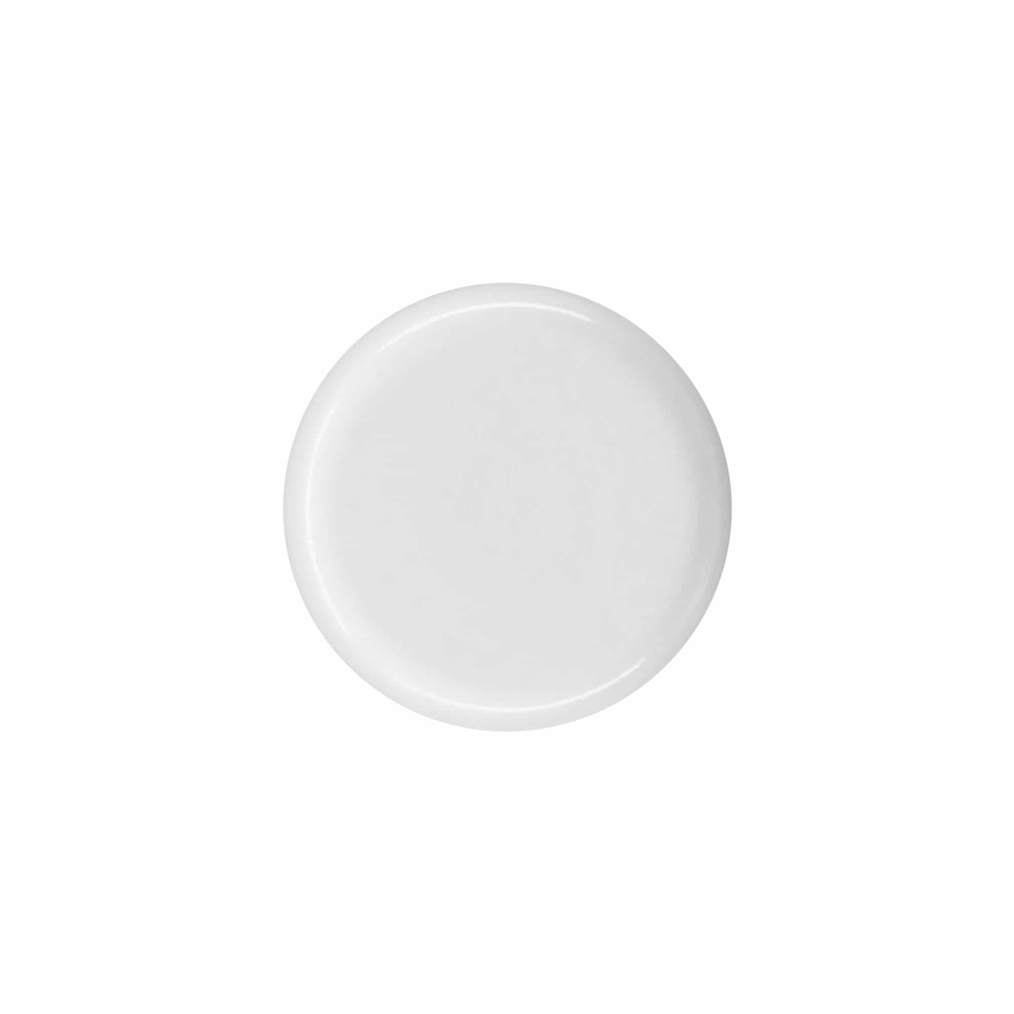 Skrukork rund flaske med sprøyteinnsats, PE-plast, hvit, for åpning: DIN 18