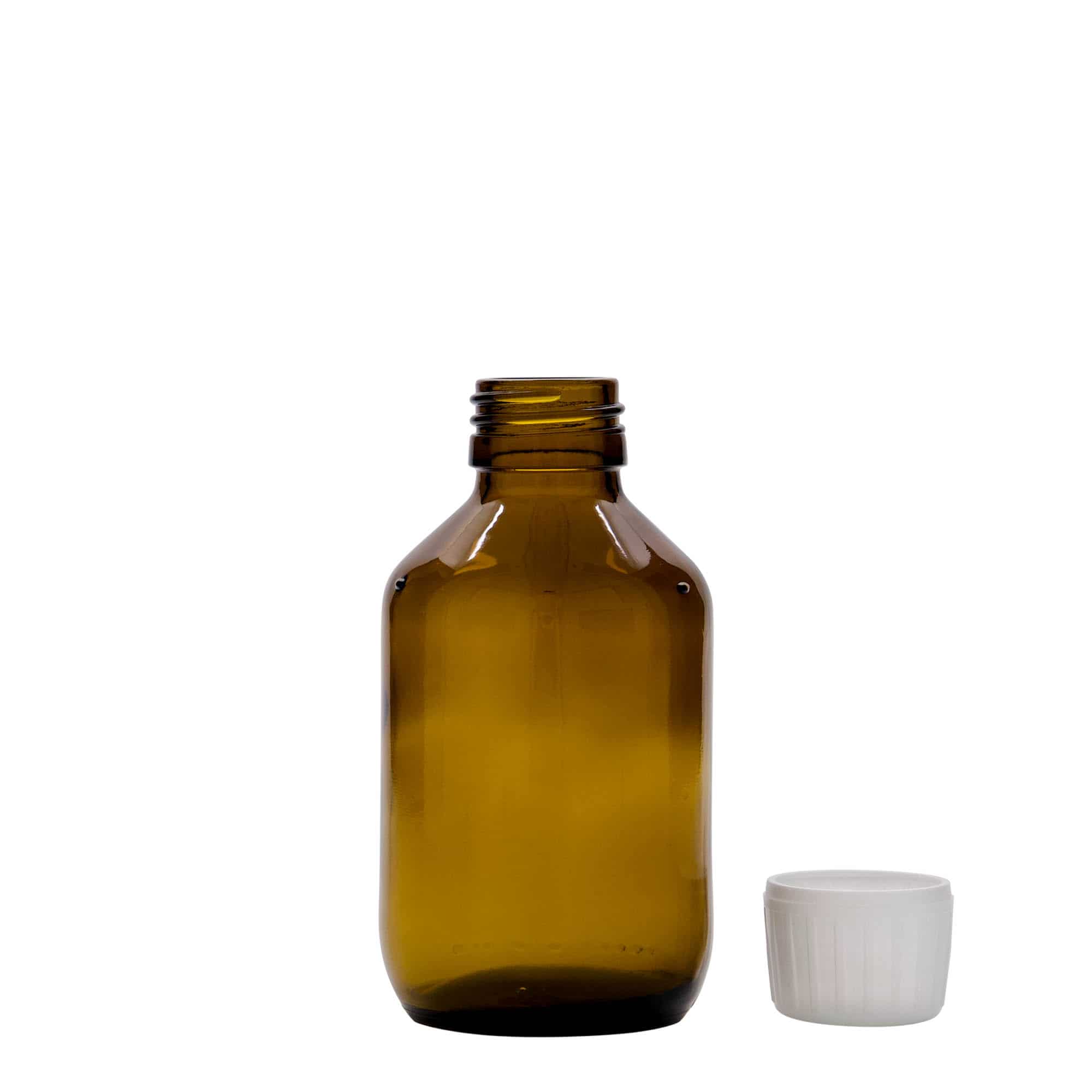 150 ml medisinflaske, brun, glass, åpning: PP 28