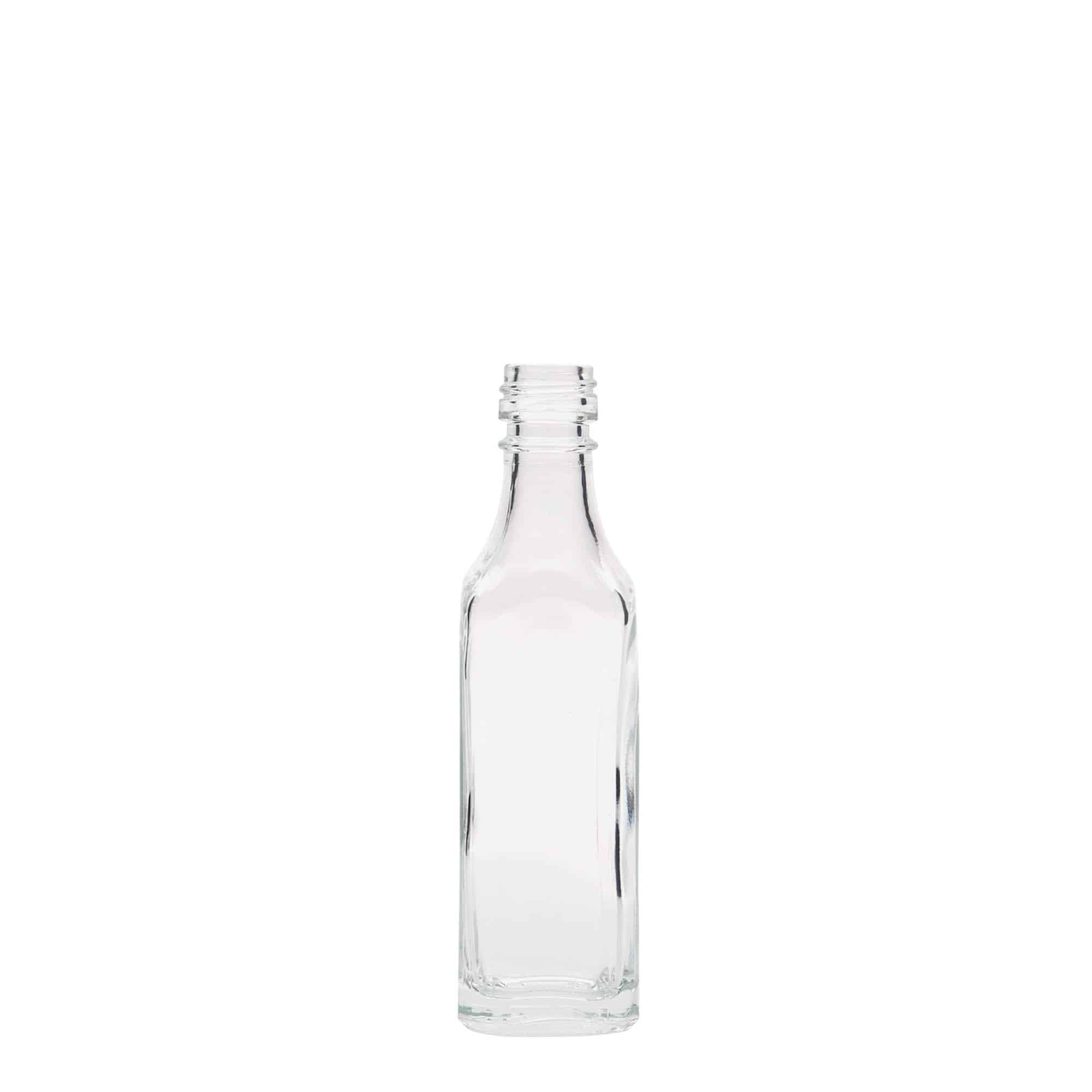 50 ml glassflaske "Siena", kvadratisk, åpning: PP 18 50 ml glassflaske "Siena", kvadratisk, åpning: PP 18