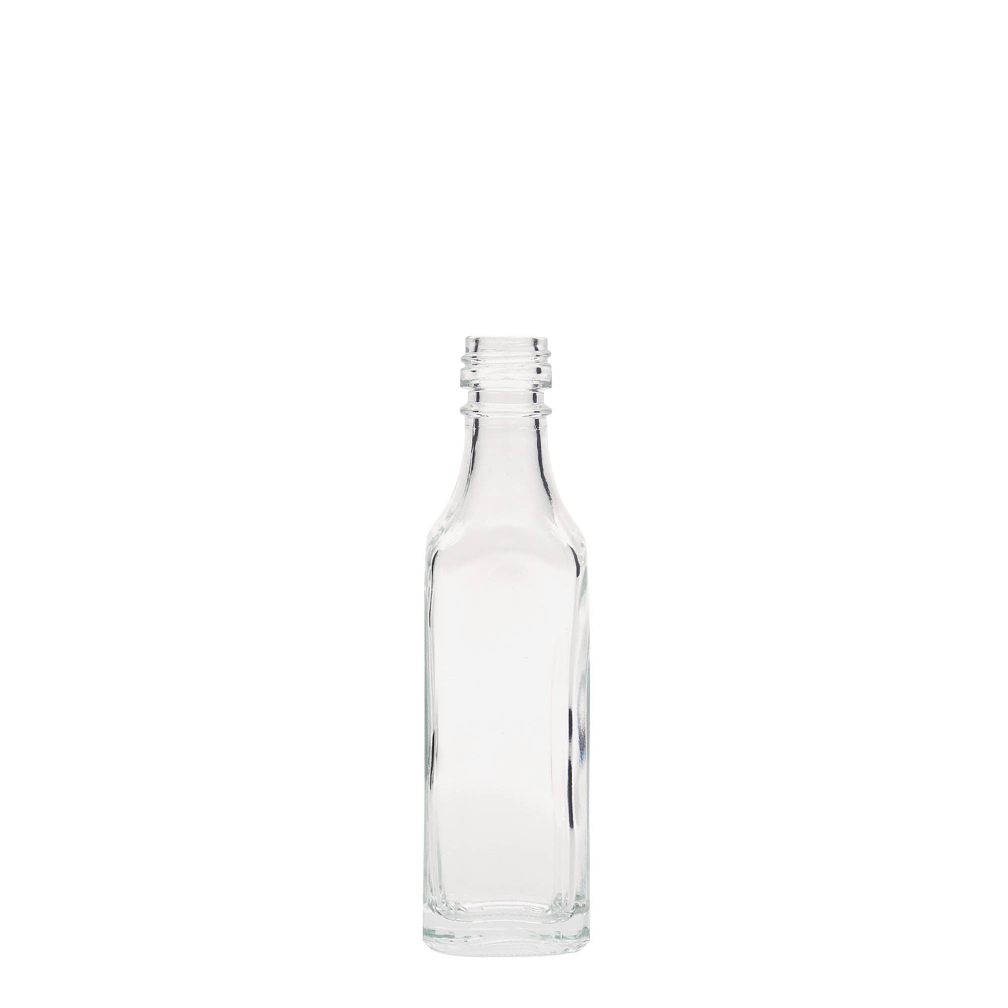 50 ml glassflaske 'Siena', firkantet, åpning: PP 18 50 ml glassflaske 'Siena', firkantet, åpning: PP 18