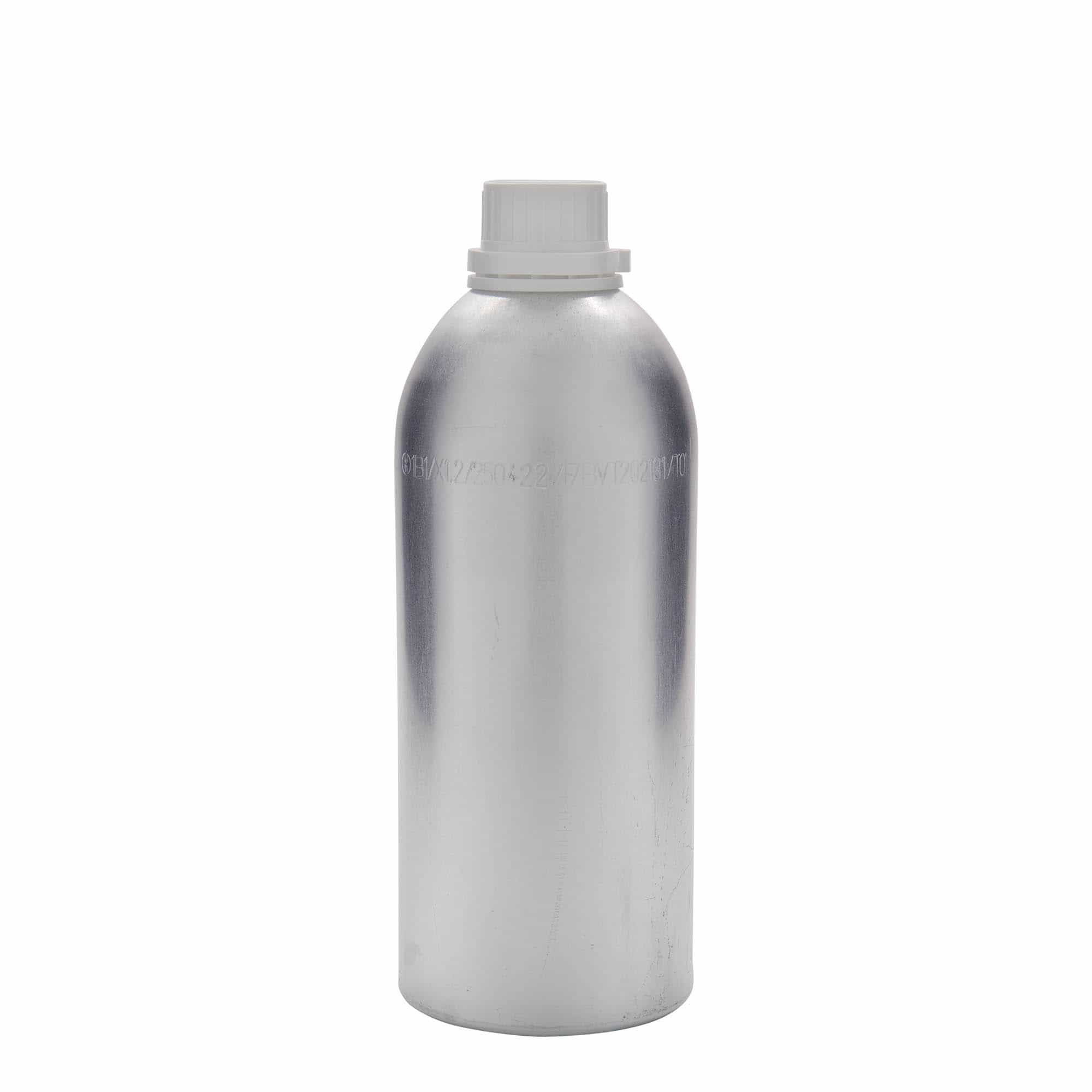 1100 ml aluminiumsflaske, metall, sølv, åpning: DIN 32