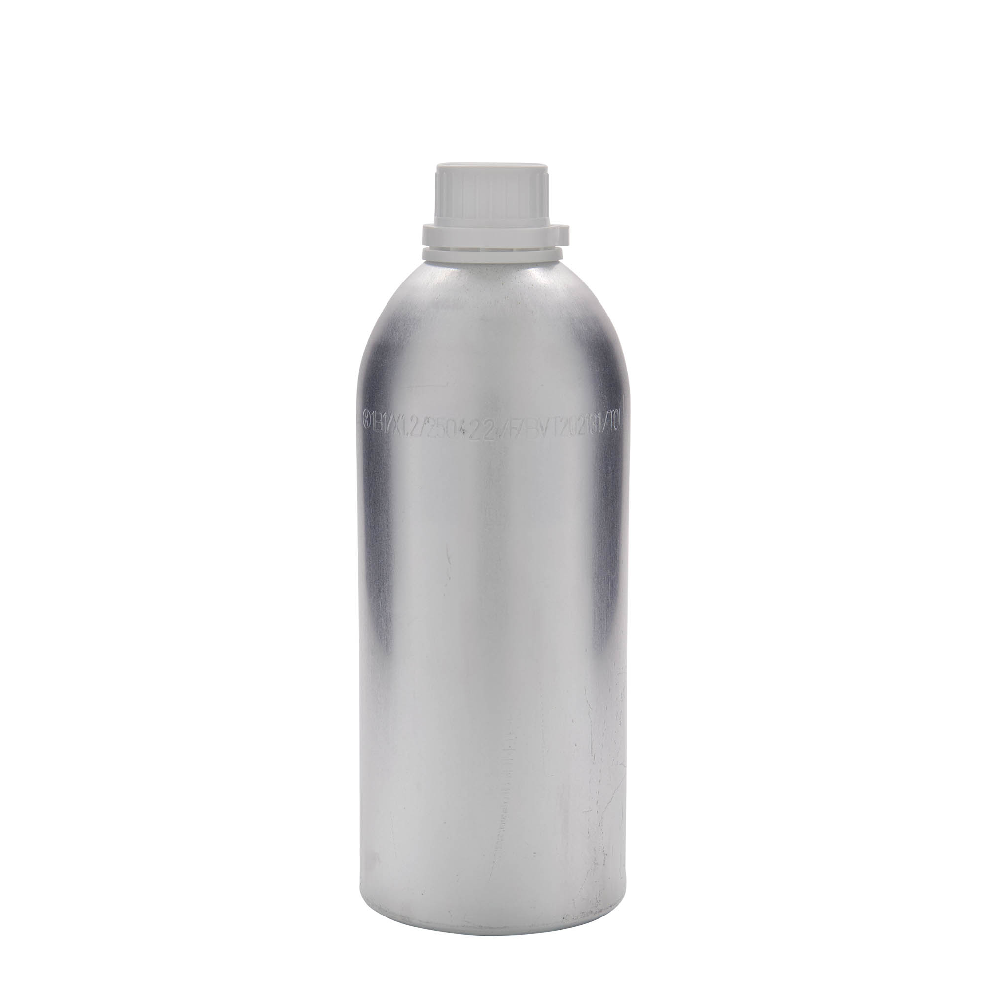 1100 ml aluminiumsflaske, metall, sølv, åpning: DIN 32