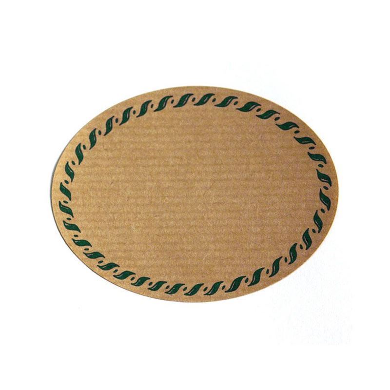 Naturetikett "trådkant", oval, papir, grønn-brun Naturetikett "trådkant", oval, papir, grønn-brun
