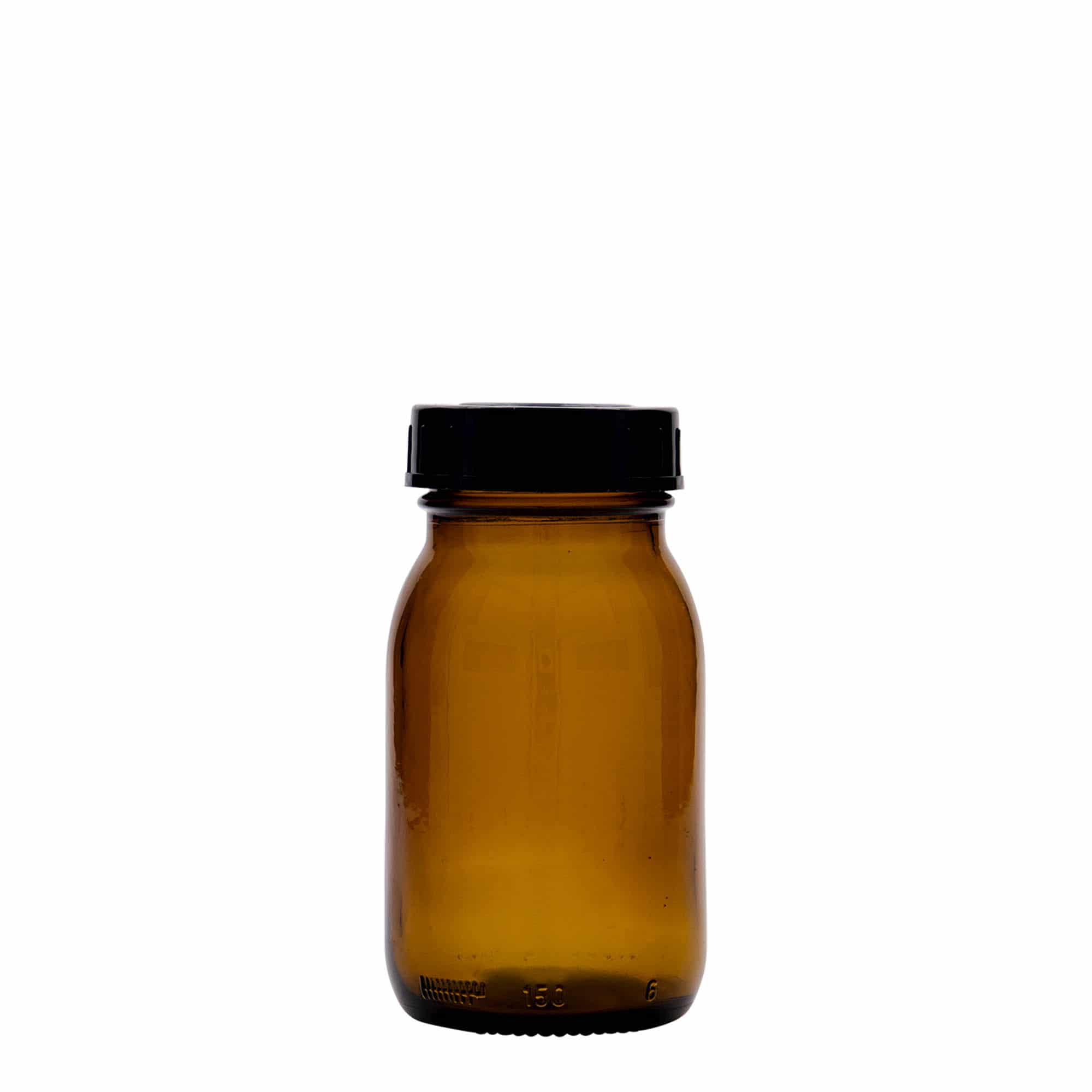 150 ml vidhalset glass, brun, åpning: DIN 45