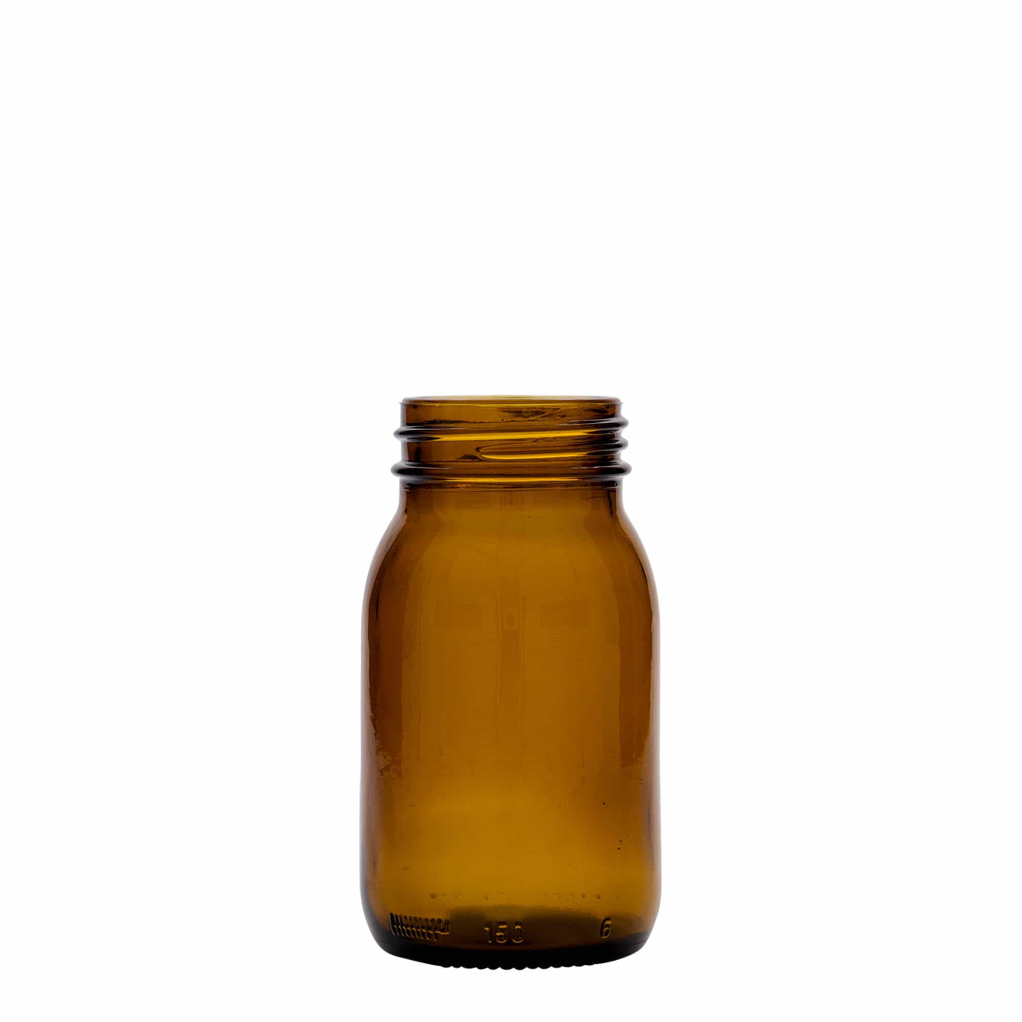 150 ml bredhalsglass, brunt, åpning: DIN 45