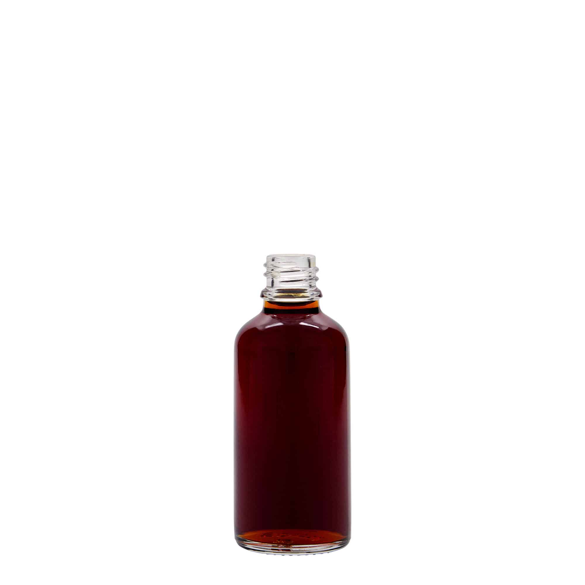 50 ml medisinflaske, glass, åpning: DIN 18