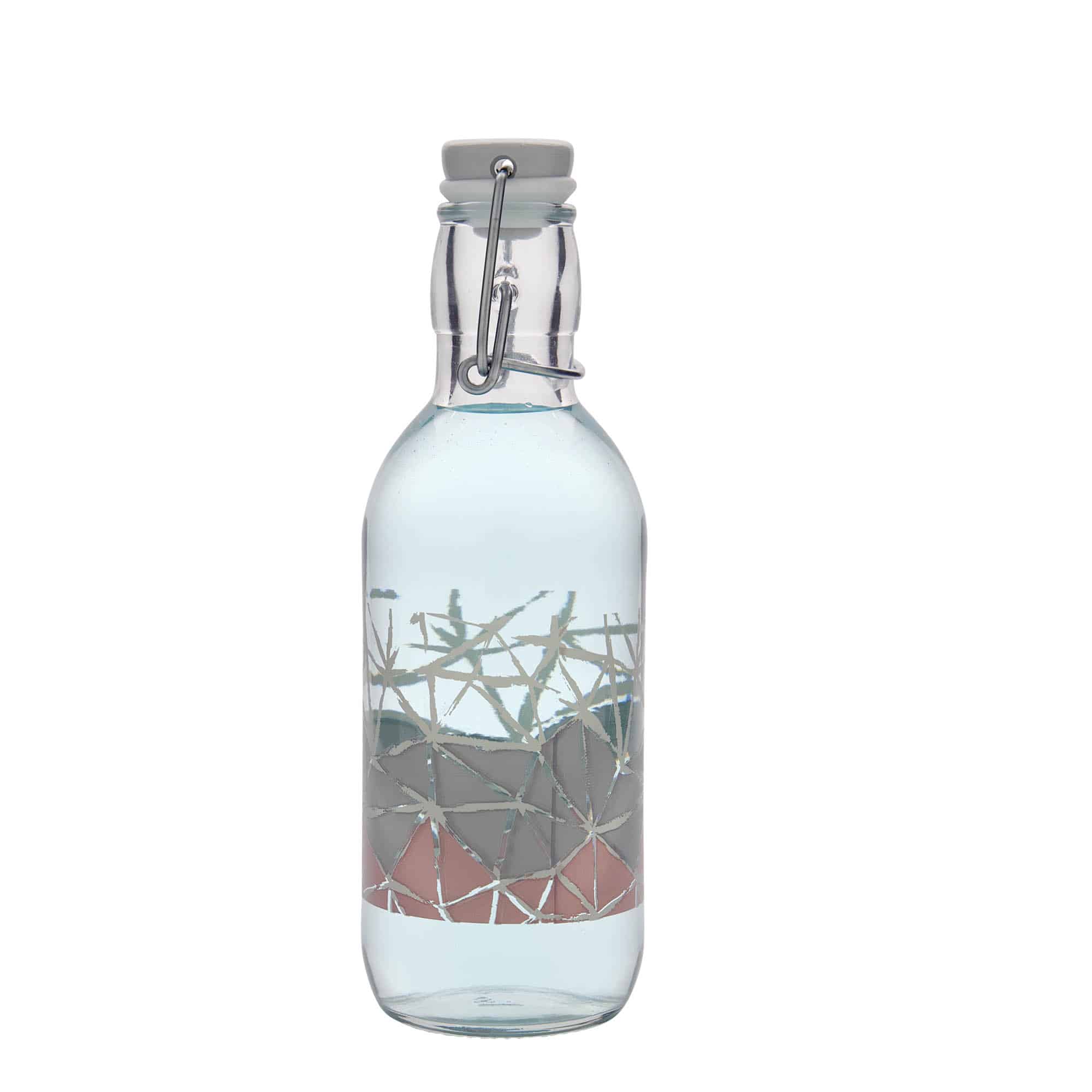 500 ml glassflaske "Emilia", motiv: Manolibera rosa, åpning: Bøylelokk