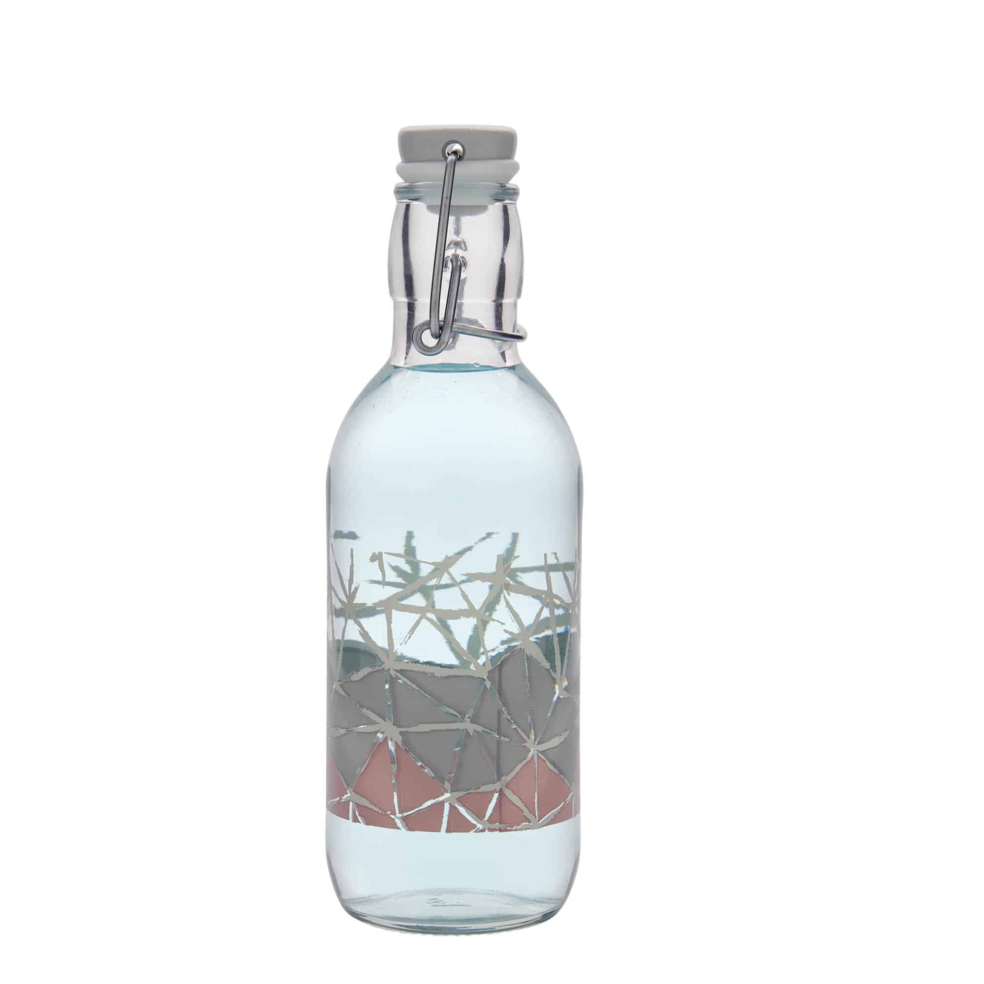 500 ml glassflaske Emilia trykt 'Manolibera rosa', åpning: patentlokk